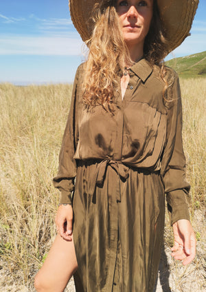 BLOUSE/DRESS - SILKY CUPRO khaki - BERENIK