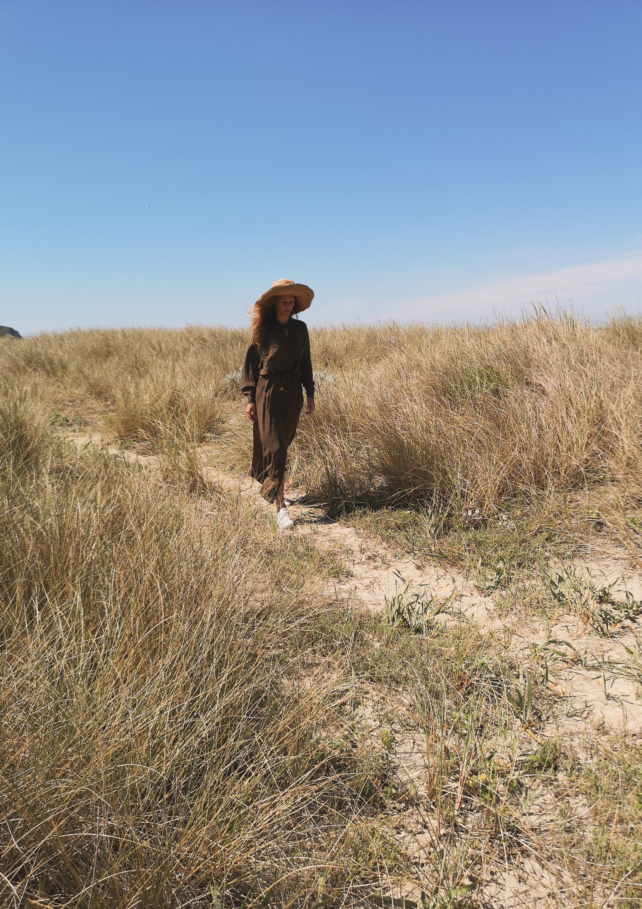 BLOUSE/DRESS - SILKY CUPRO khaki - BERENIK