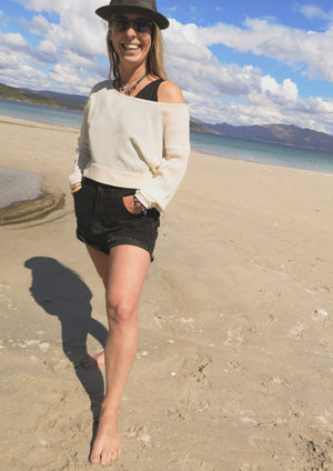 SWEATER - MESH creme - BERENIK