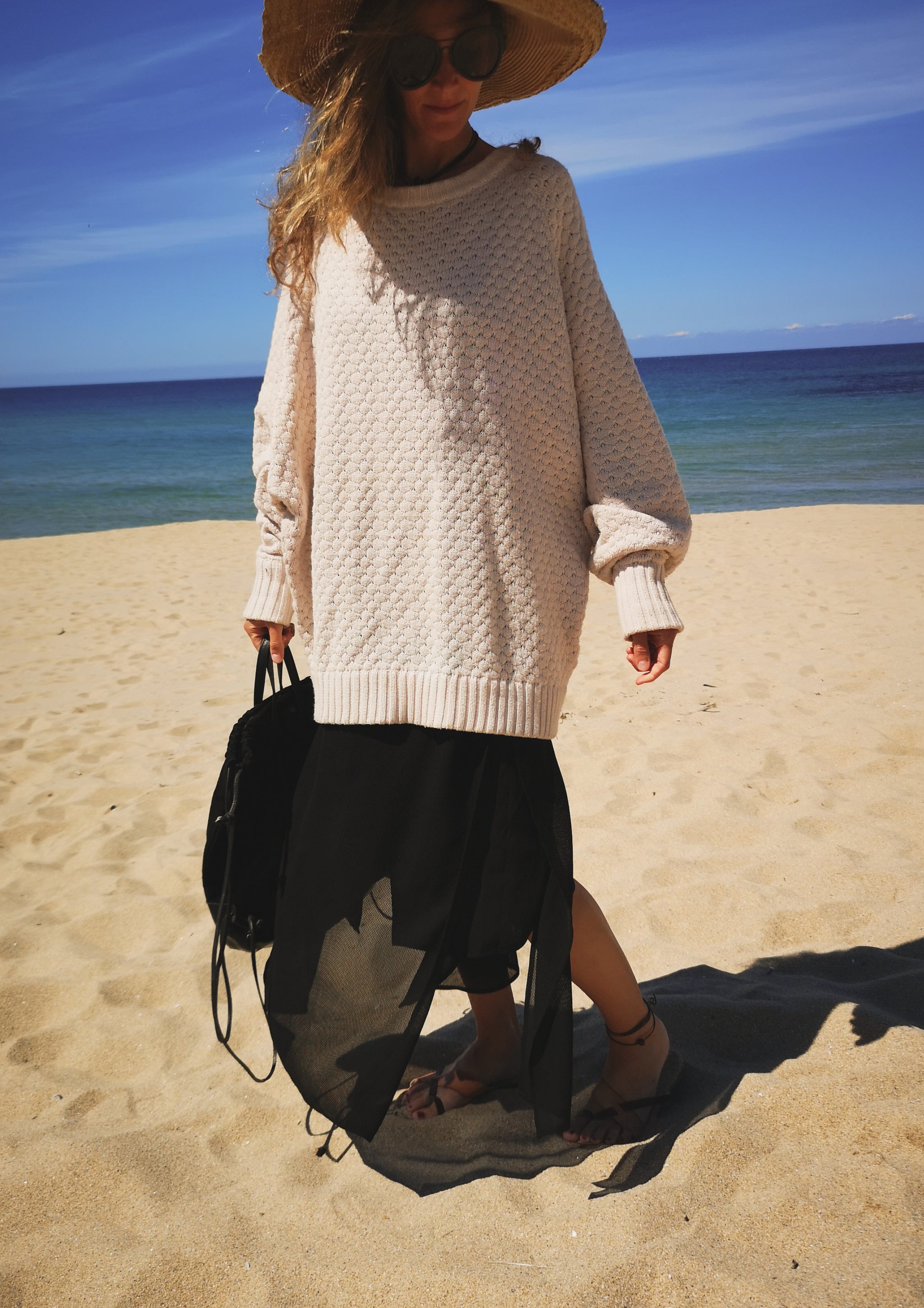 SWEATER OVERSIZE - KNIT PEARL ivory - BERENIK