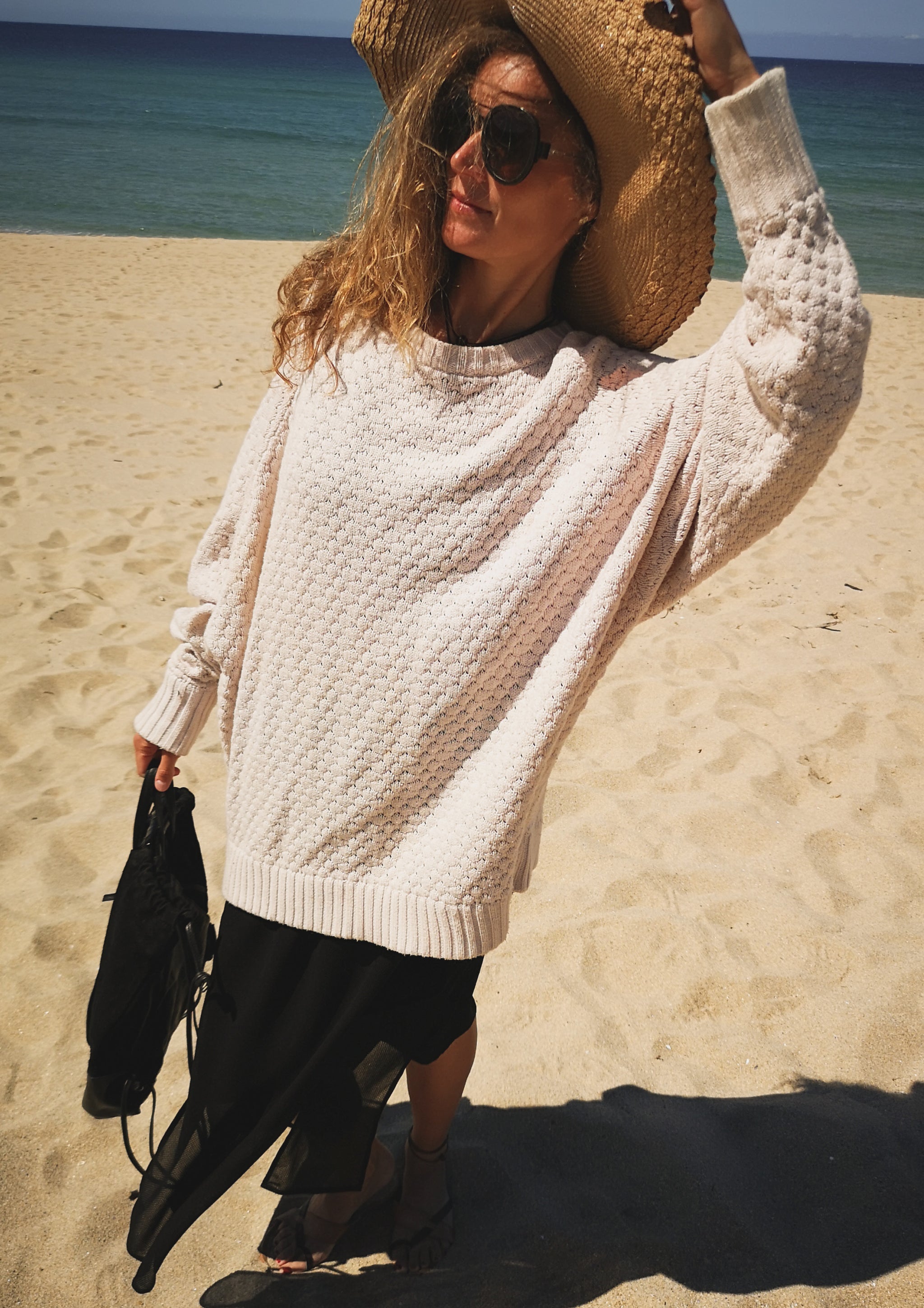SWEATER OVERSIZE KNIT PEARL ivory BERENIK