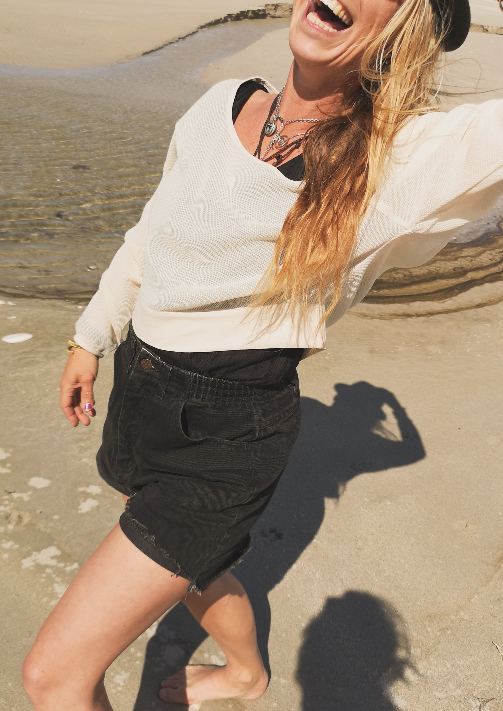 SWEATER - MESH creme - BERENIK