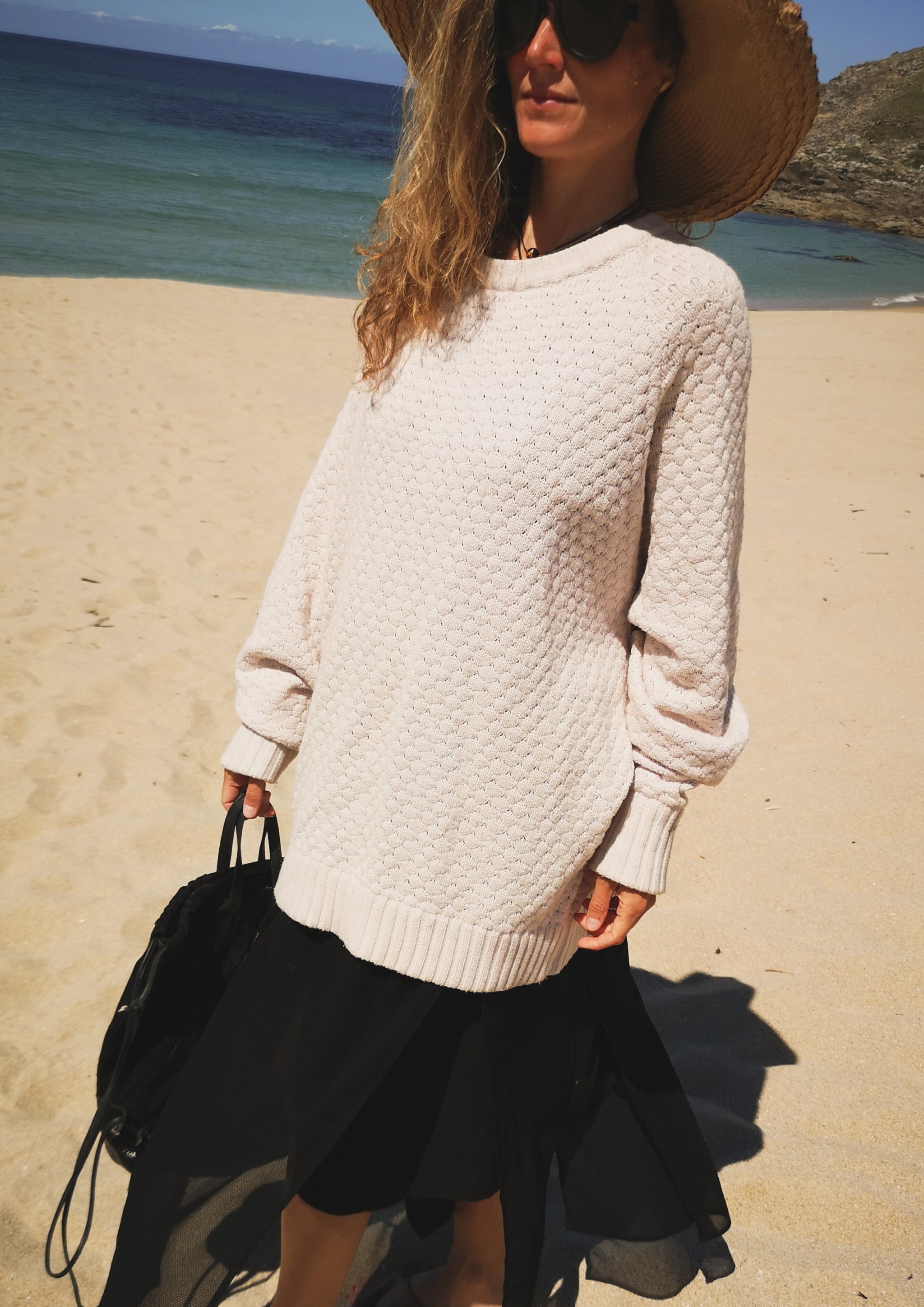 SWEATER OVERSIZE - KNIT PEARL ivory - BERENIK
