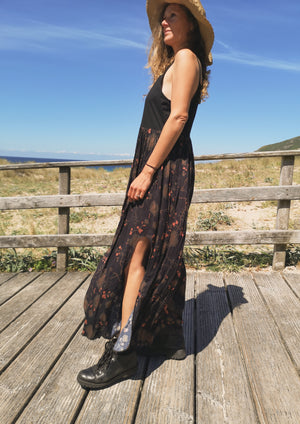 JUMPSUIT WIDE LEGS  - RAYON print rust/black - BERENIK