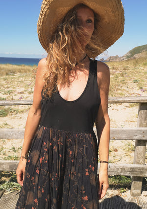 JUMPSUIT WIDE LEGS  - RAYON print rust/black - BERENIK