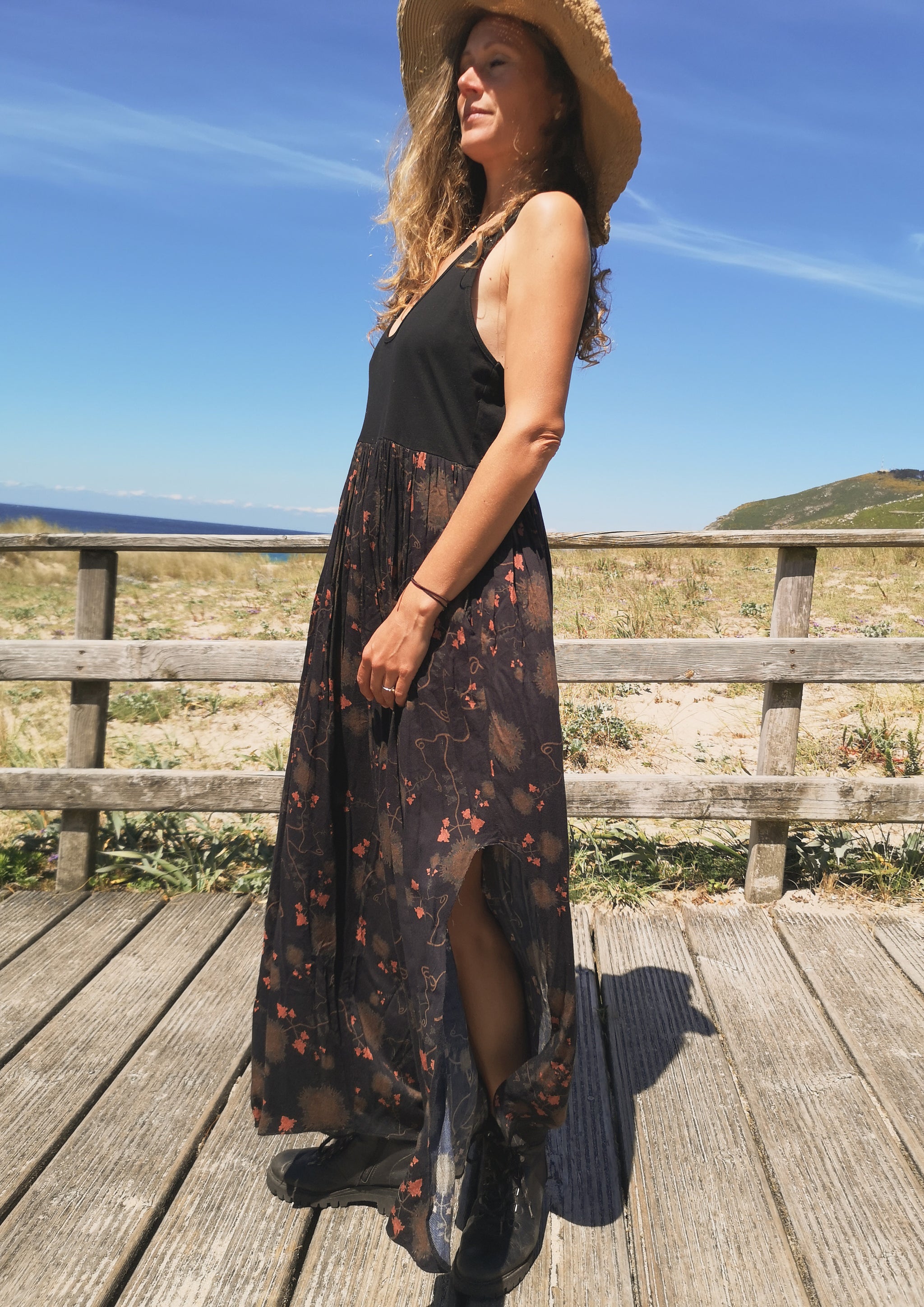 JUMPSUIT WIDE LEGS  - RAYON print rust/black - BERENIK