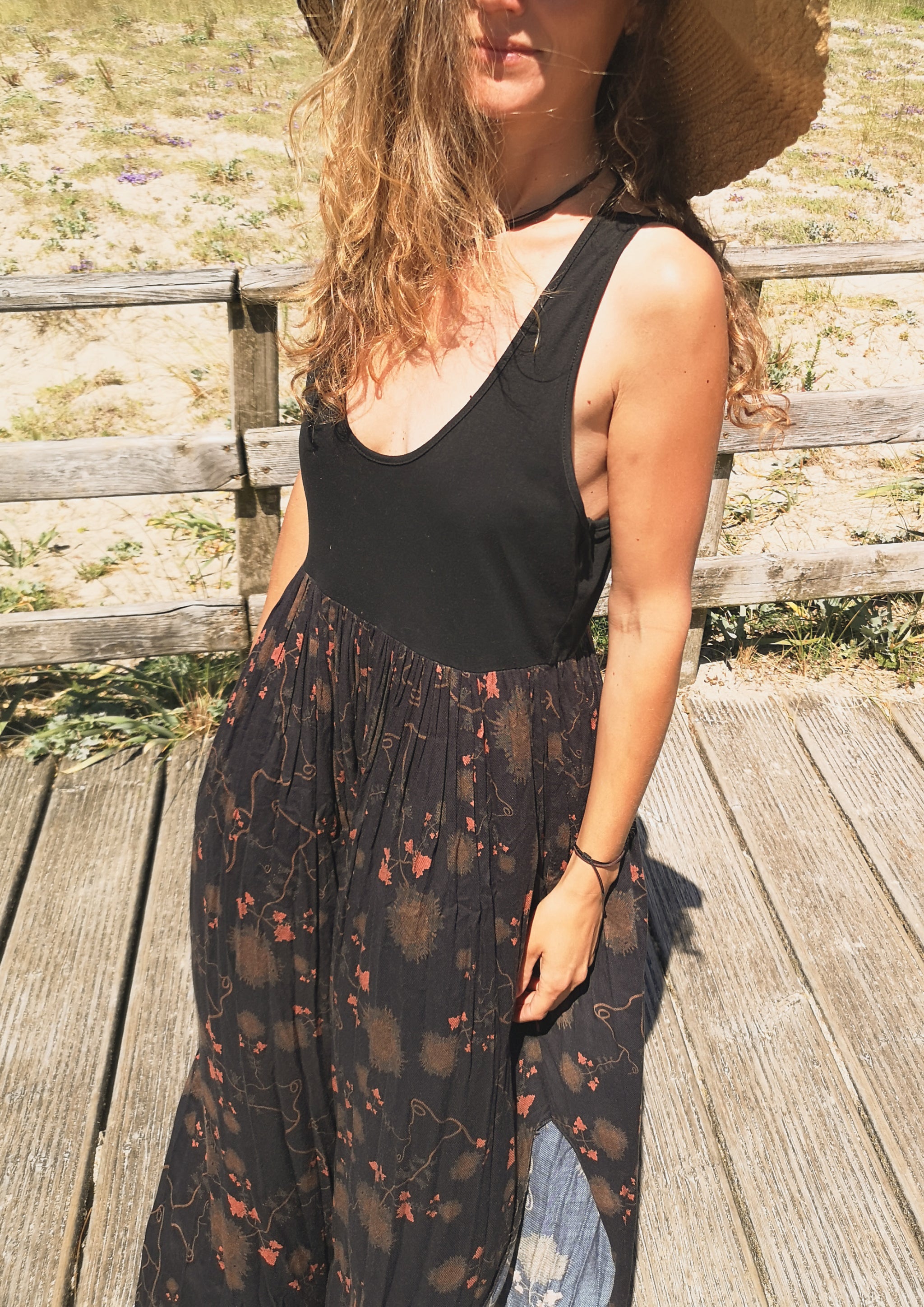 JUMPSUIT WIDE LEGS  - RAYON print rust/black - BERENIK