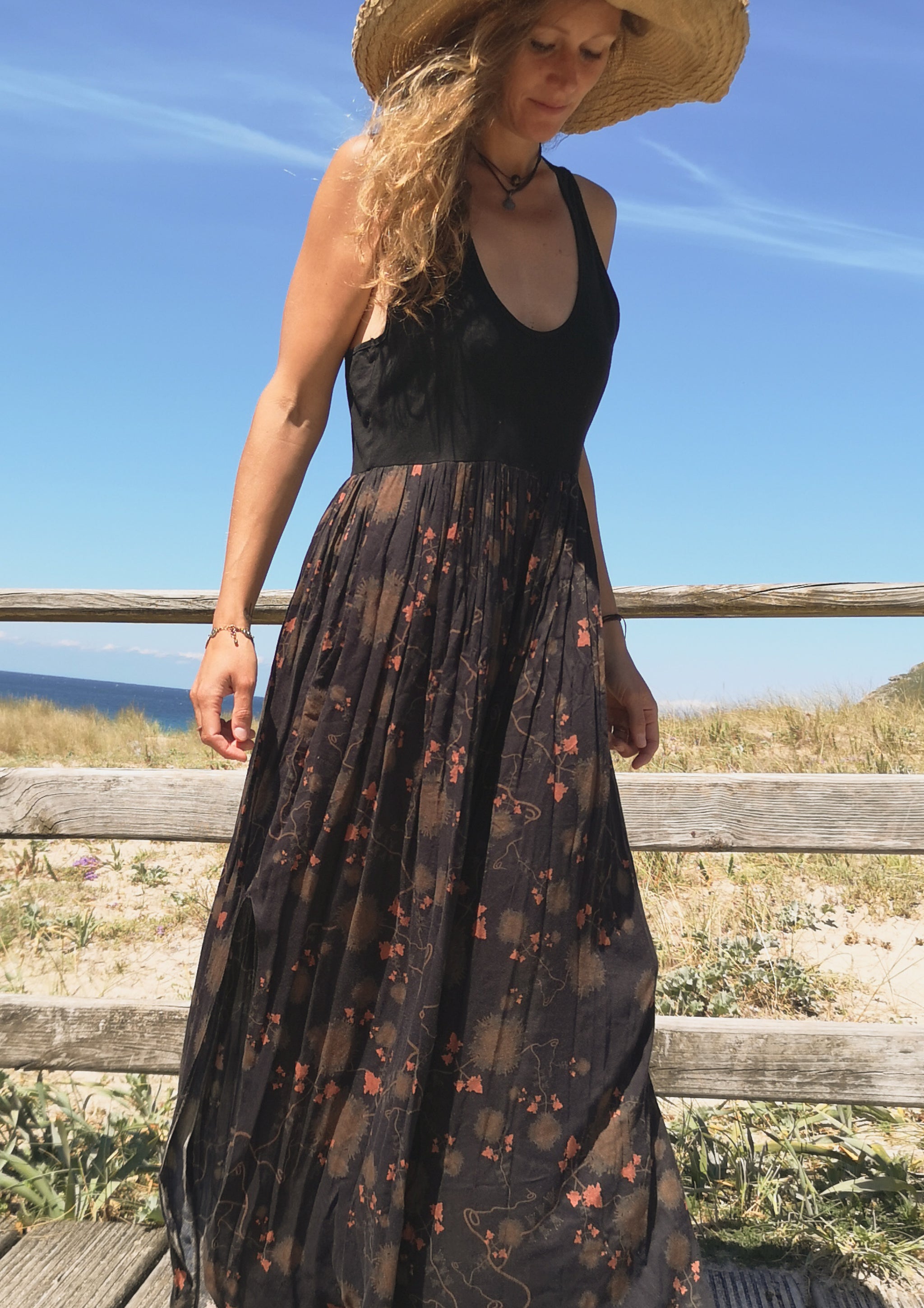 JUMPSUIT WIDE LEGS  - RAYON print rust/black - BERENIK