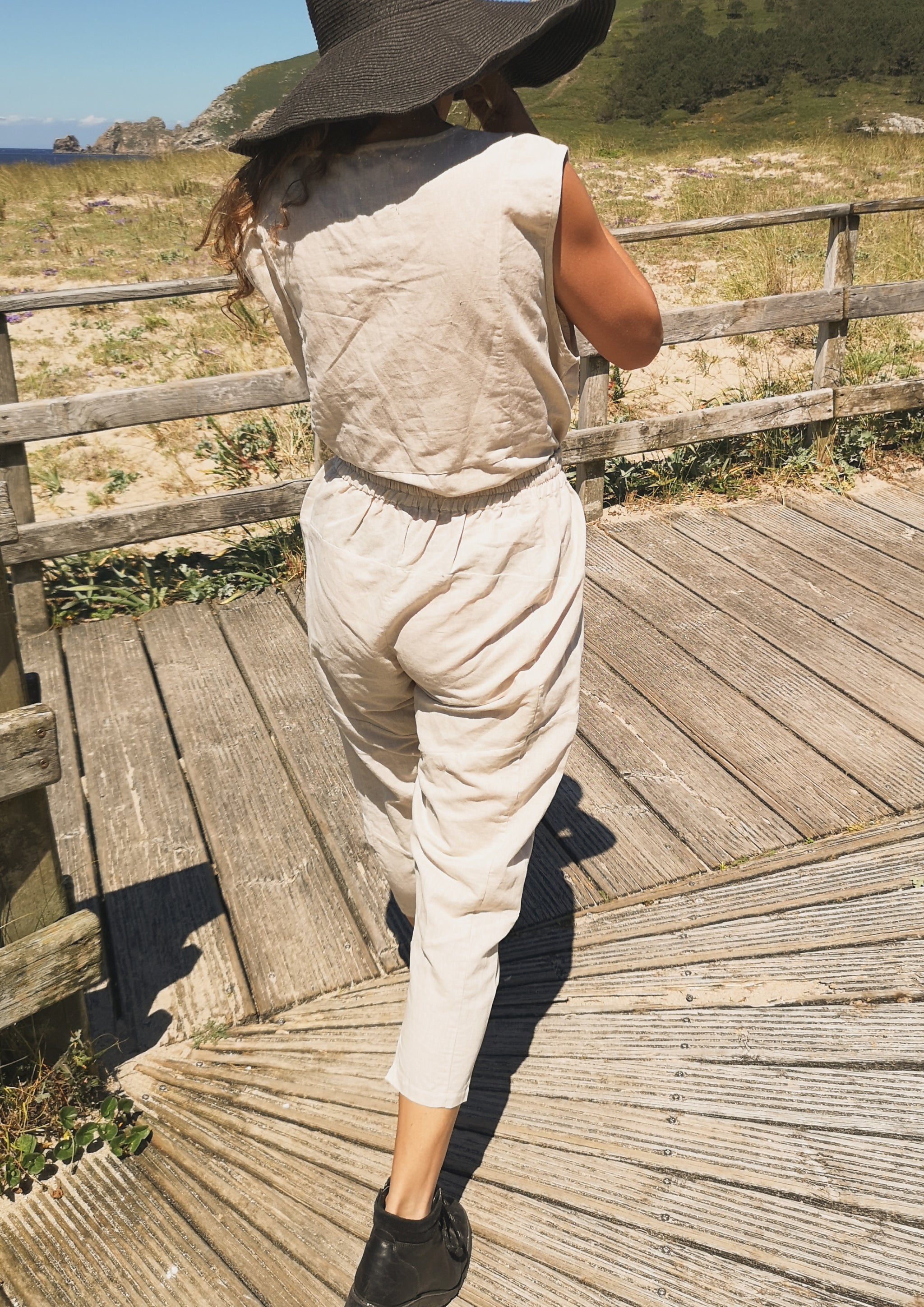 PANTS PATCHWORK - LINEN natural white - BERENIK