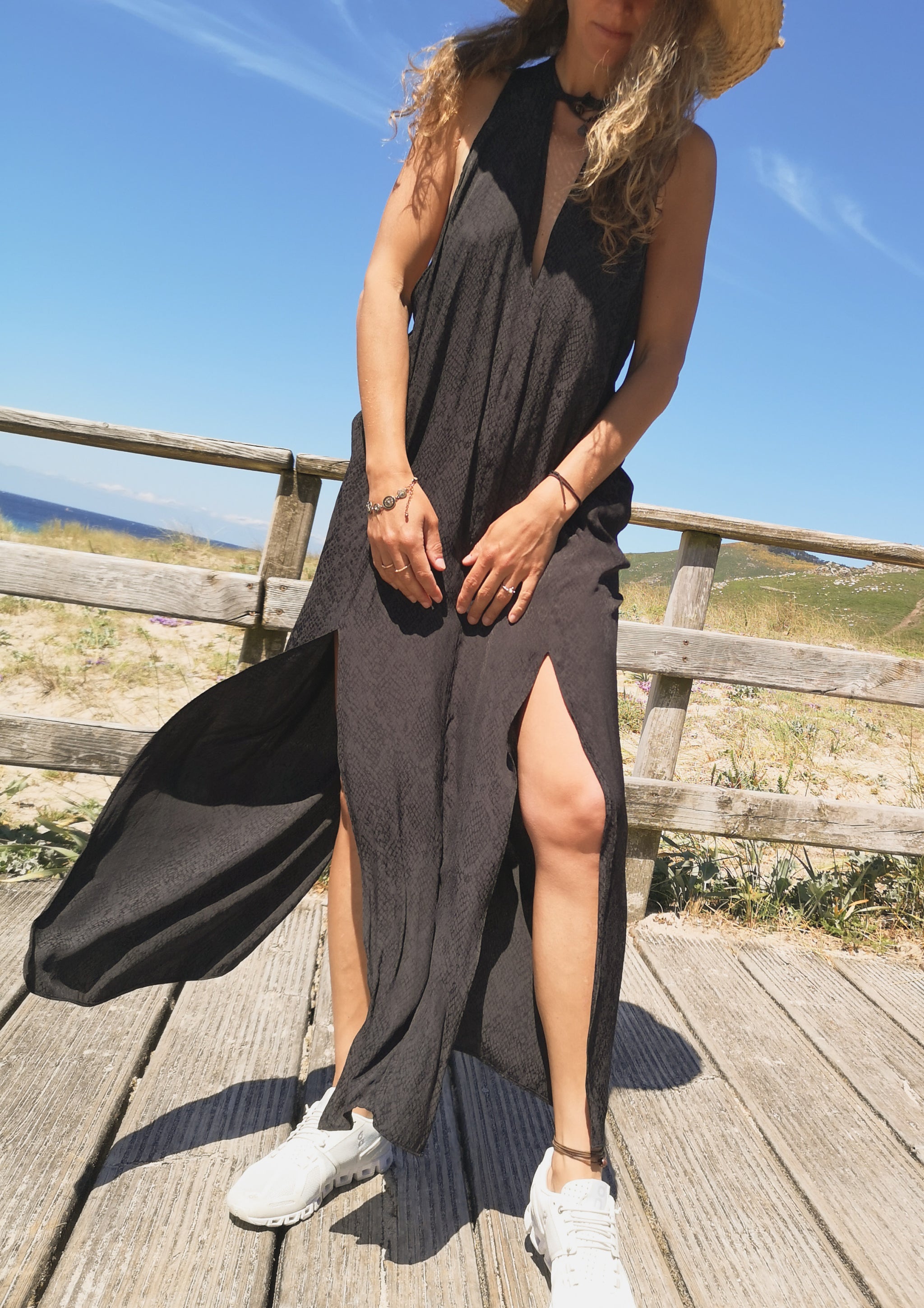 EVENING DRESS - JACQUARD SATIN snake black - BERENIK