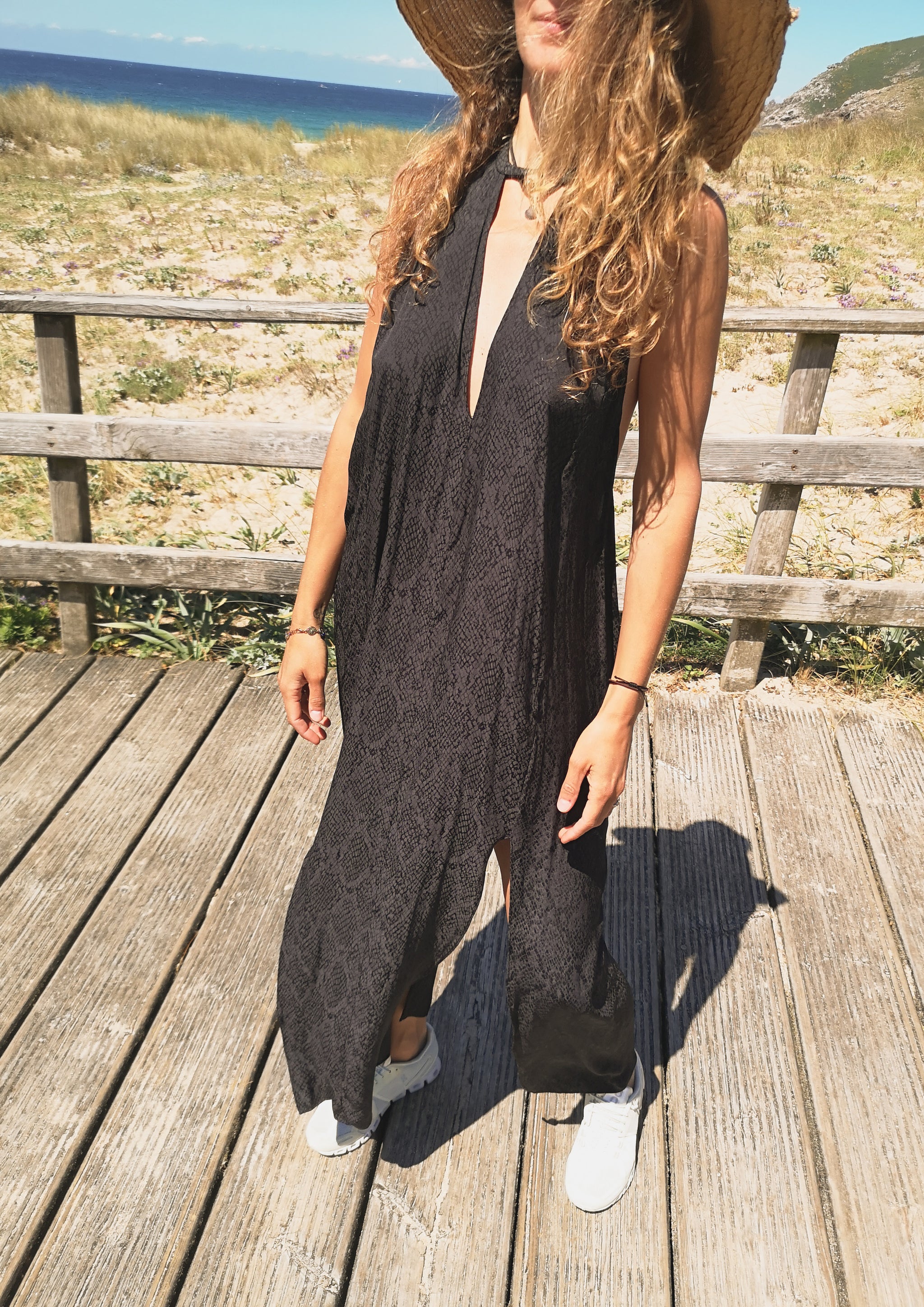 EVENING DRESS - JACQUARD SATIN snake black - BERENIK