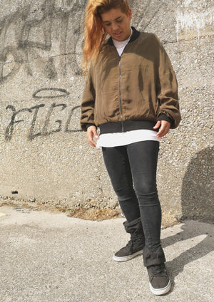 BOMBER JACKET - SILKY CUPRO khaki - BERENIK