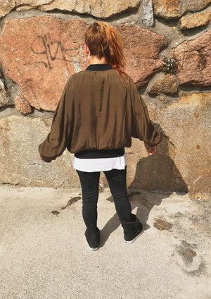 BOMBER JACKET - SILKY CUPRO khaki - BERENIK