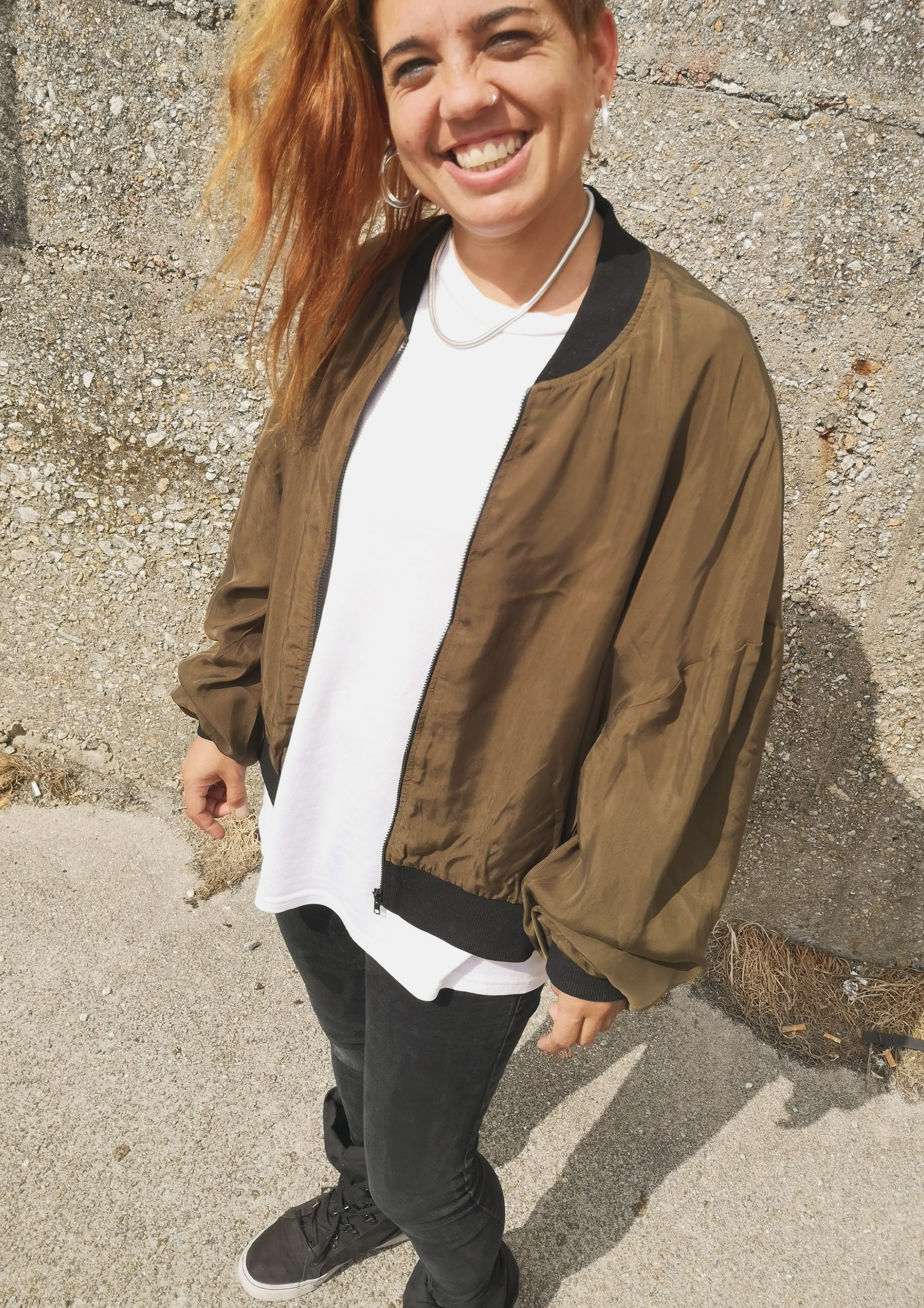 BOMBER JACKET - SILKY CUPRO khaki - BERENIK