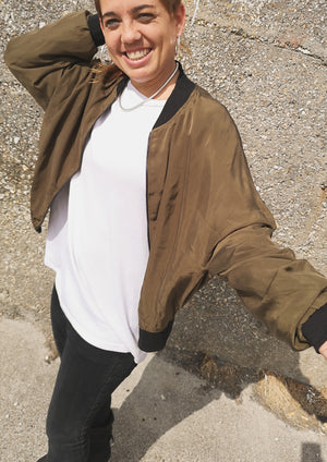 BOMBER JACKET - SILKY CUPRO khaki - BERENIK