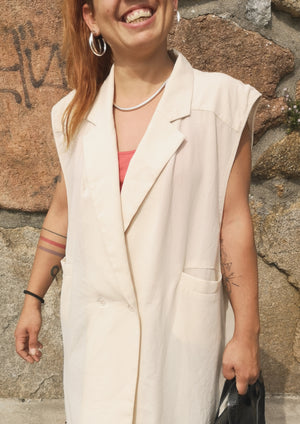 VEST/DRESS LONG SLEEVELESS - creme - BERENIK