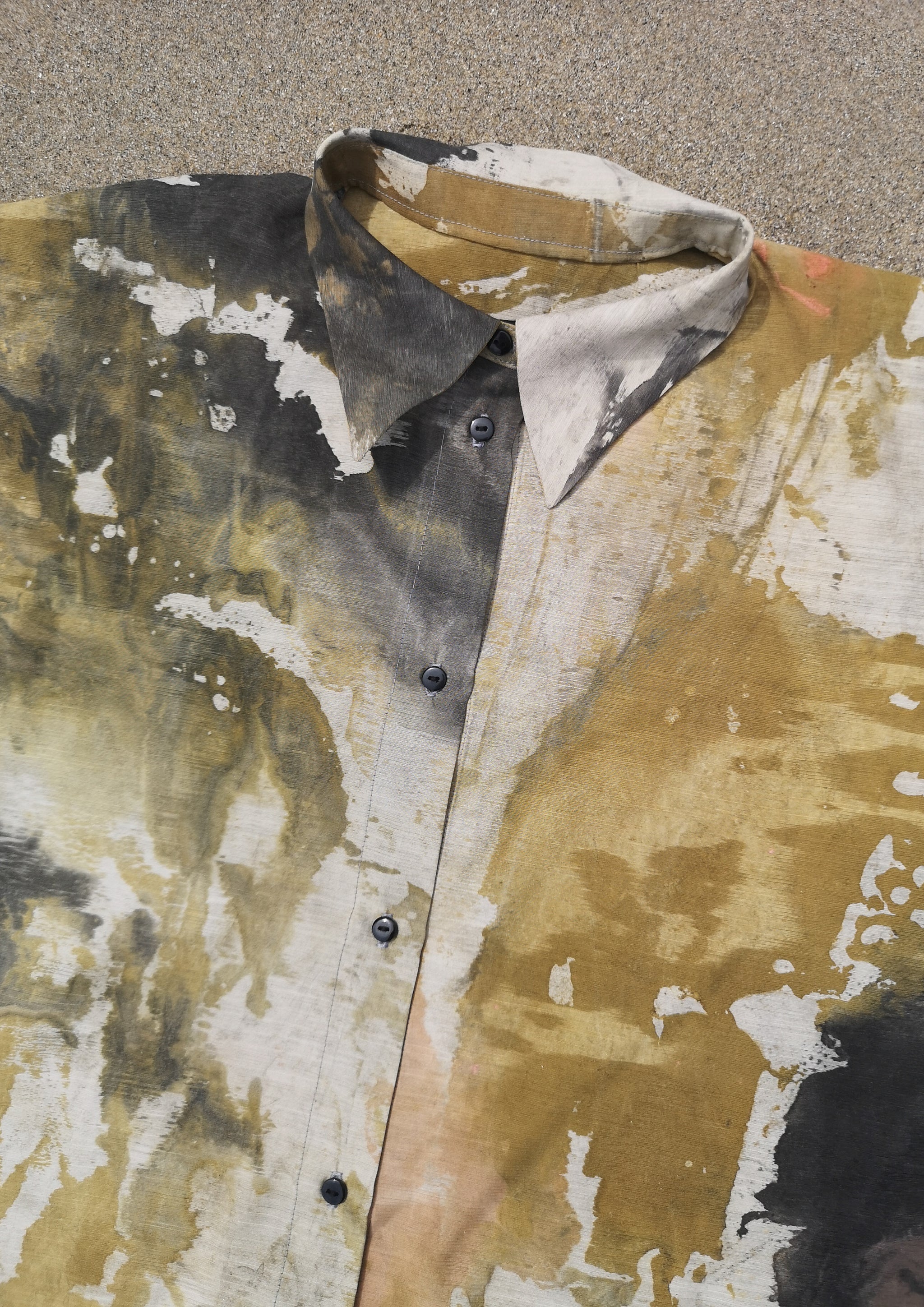 HOMEMADE - UNIQUE BLOUSE UNISEX - HAND PAINTED - green / yellow / white - BERENIK