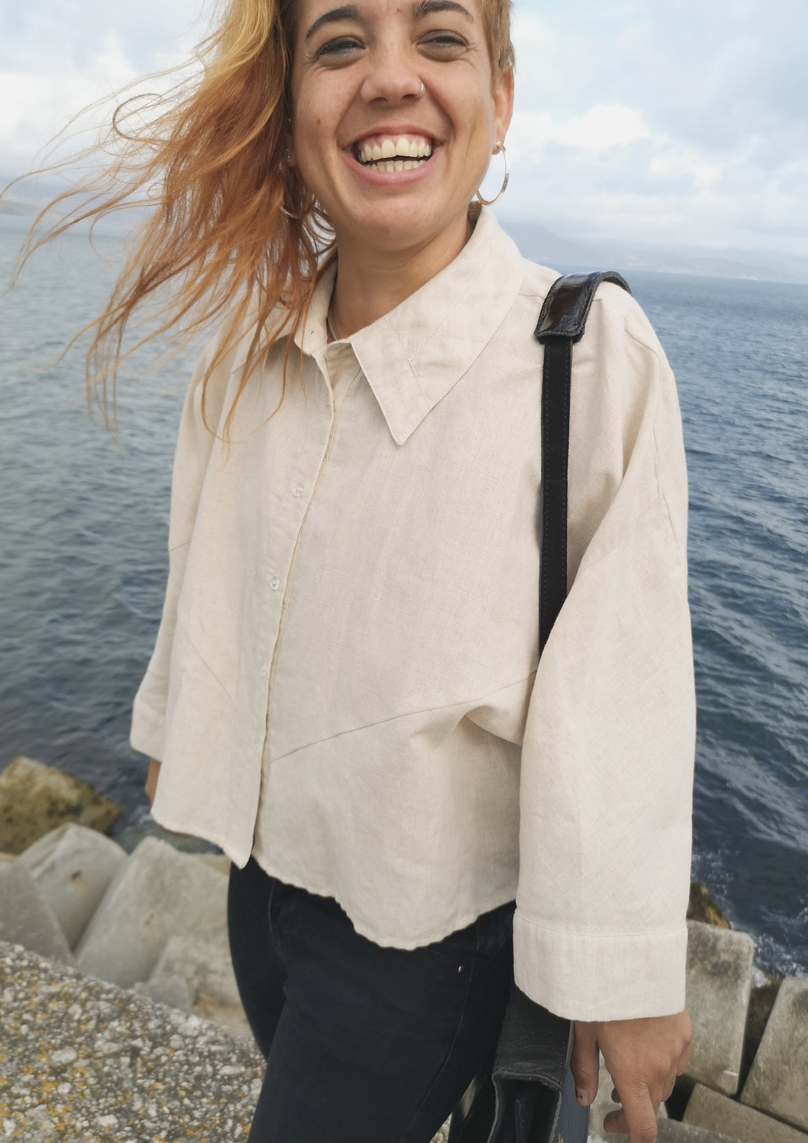 LIGHT SUMMER BLOUSE - NATURAL LINEN white - BERENIK