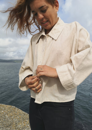 LIGHT SUMMER BLOUSE - NATURAL LINEN white - BERENIK