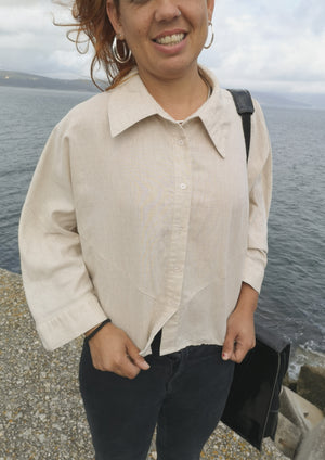 LIGHT SUMMER BLOUSE - NATURAL LINEN white - BERENIK