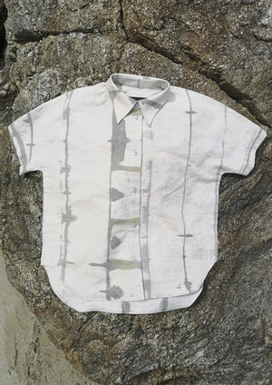 HOMEMADE - UNIQUE BLOUSE UNISEX - HAND PAINTED - white / grey / green - BERENIK