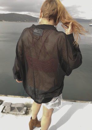OVERSIZED SUMMER SWEATER - AIRY MESH black - BERENIK