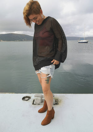 OVERSIZED SUMMER SWEATER - AIRY MESH black - BERENIK
