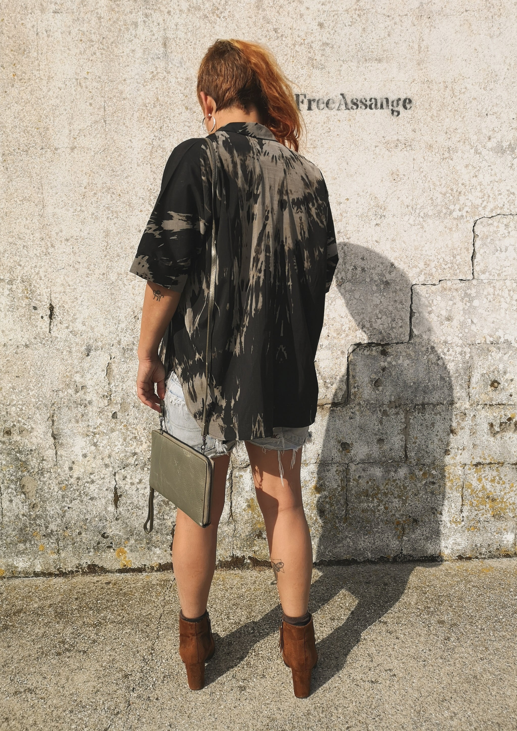 HOMEMADE - UNIQUE BLOUSE UNISEX - HAND PAINTED - black / grey - BERENIK