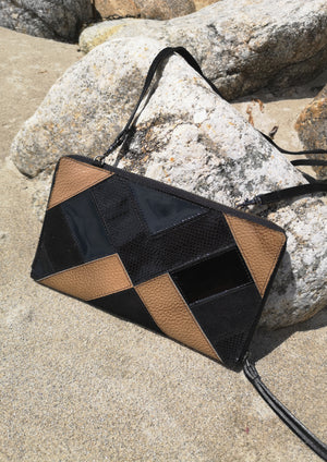 PURSE - LEATHER patchwork brown/black - BERENIK