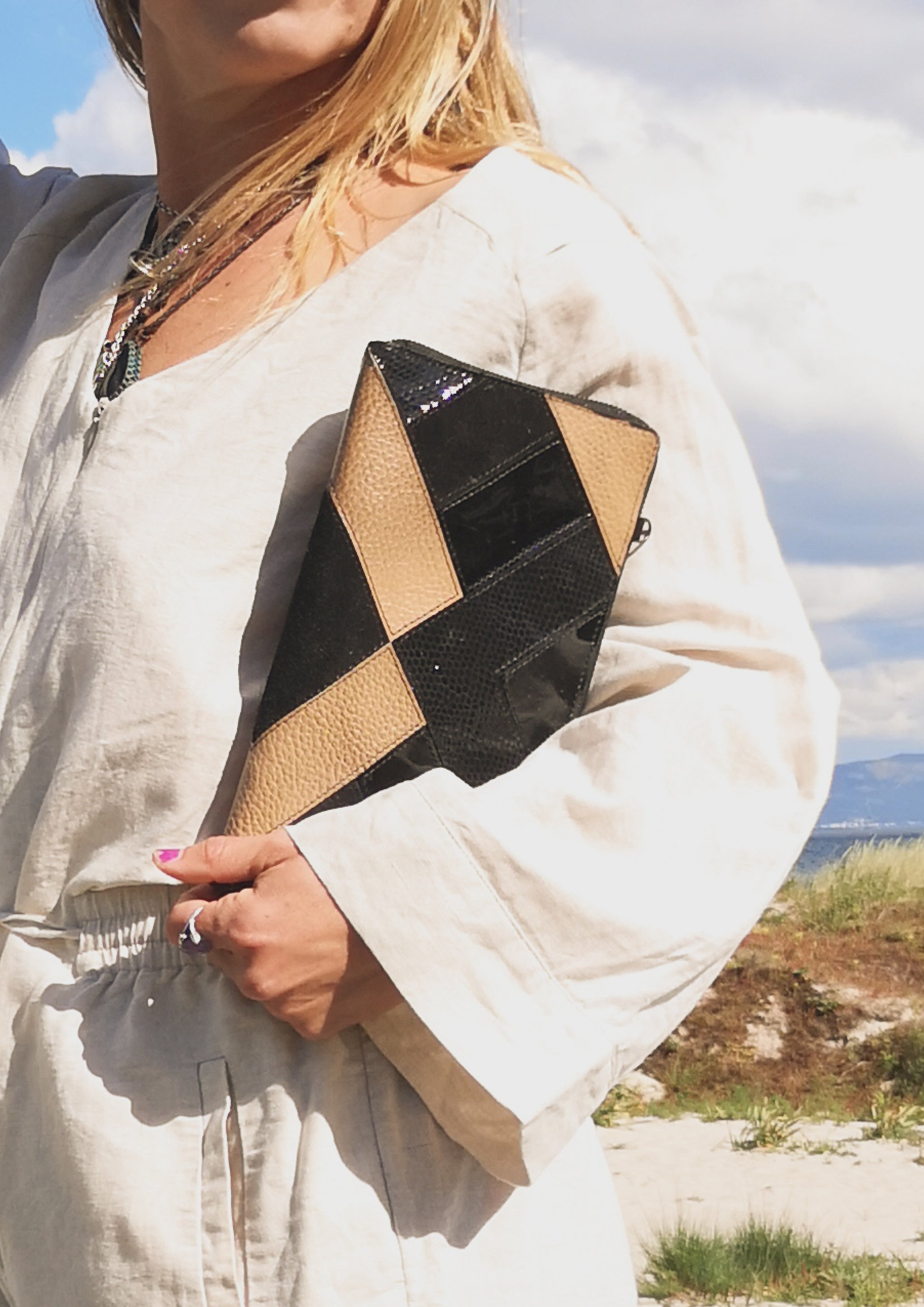 PURSE - LEATHER patchwork brown/black - BERENIK