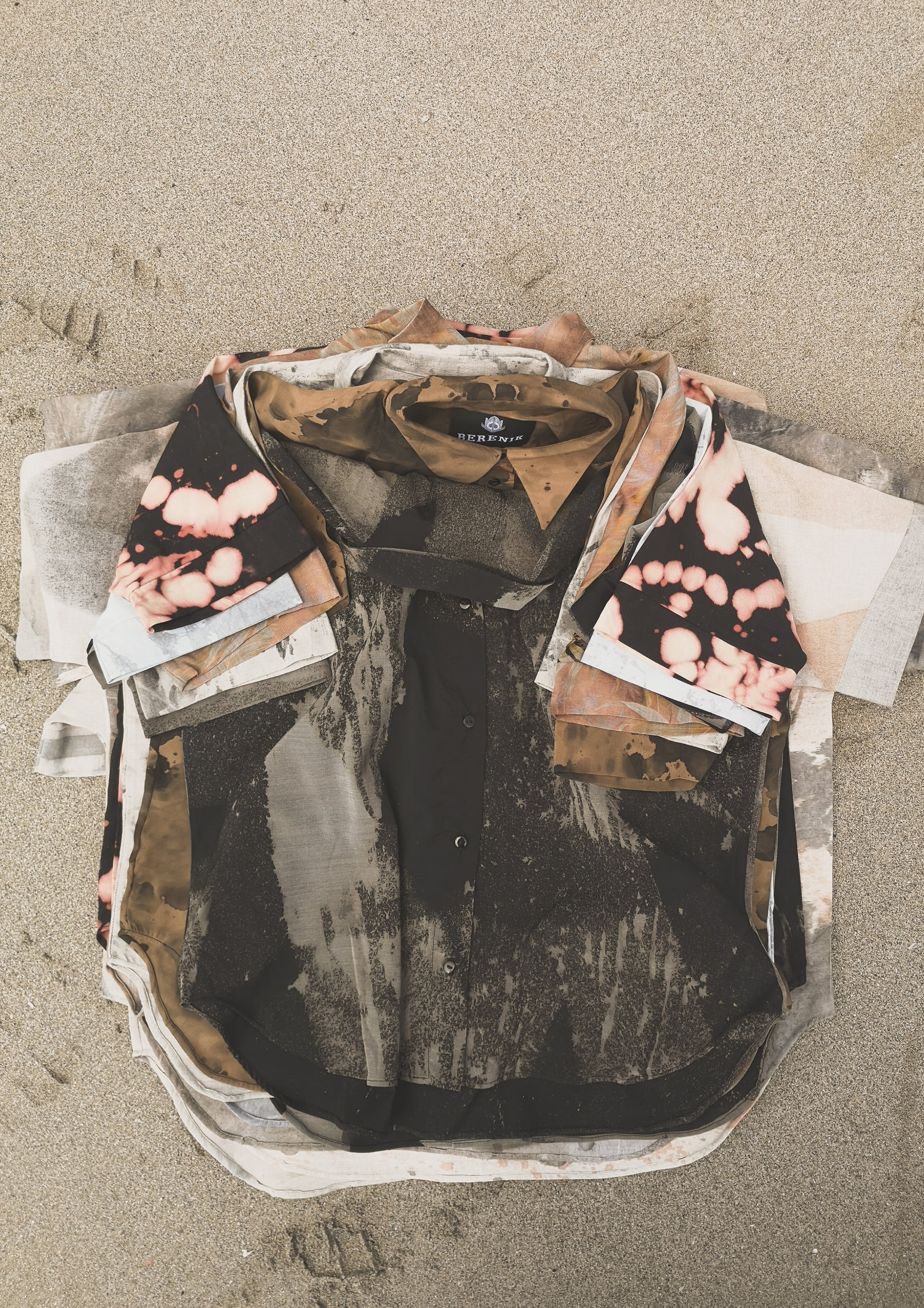 HOMEMADE - UNIQUE BLOUSE UNISEX - HAND PAINTED - grey / orange - BERENIK