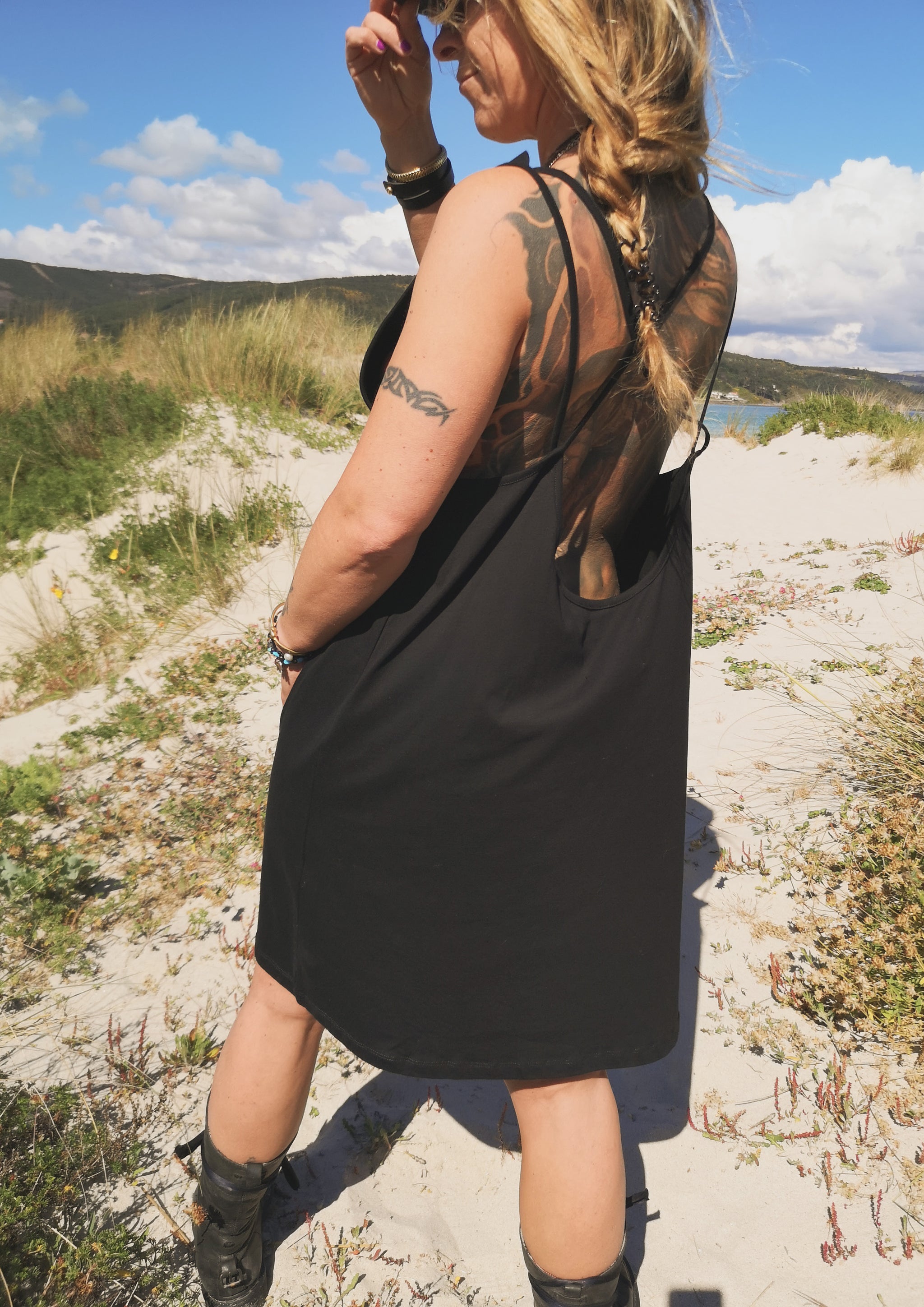 DRESS SPAGHETTI STRAPS - JERSEY black - BERENIK