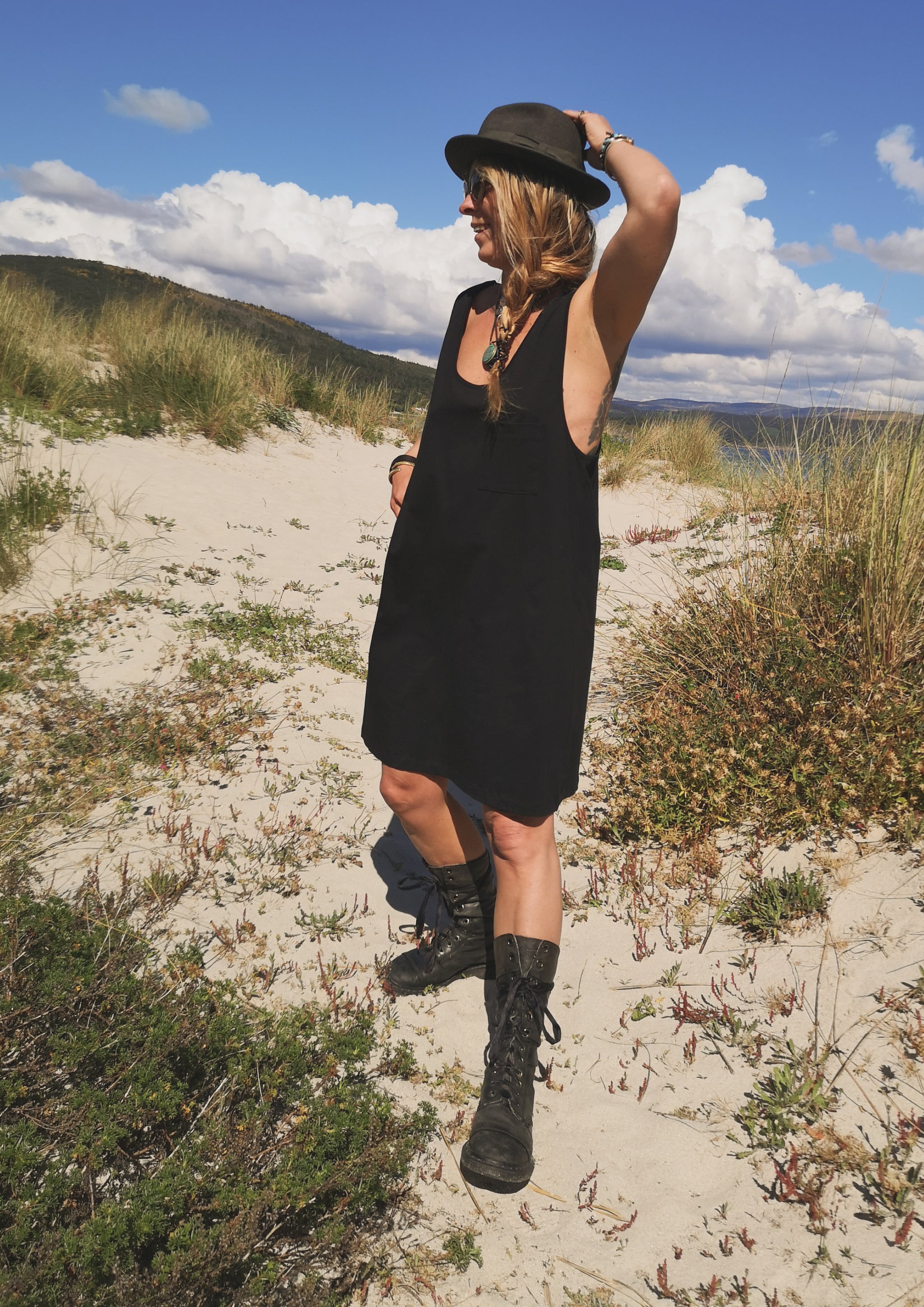 DRESS SPAGHETTI STRAPS - JERSEY black - BERENIK