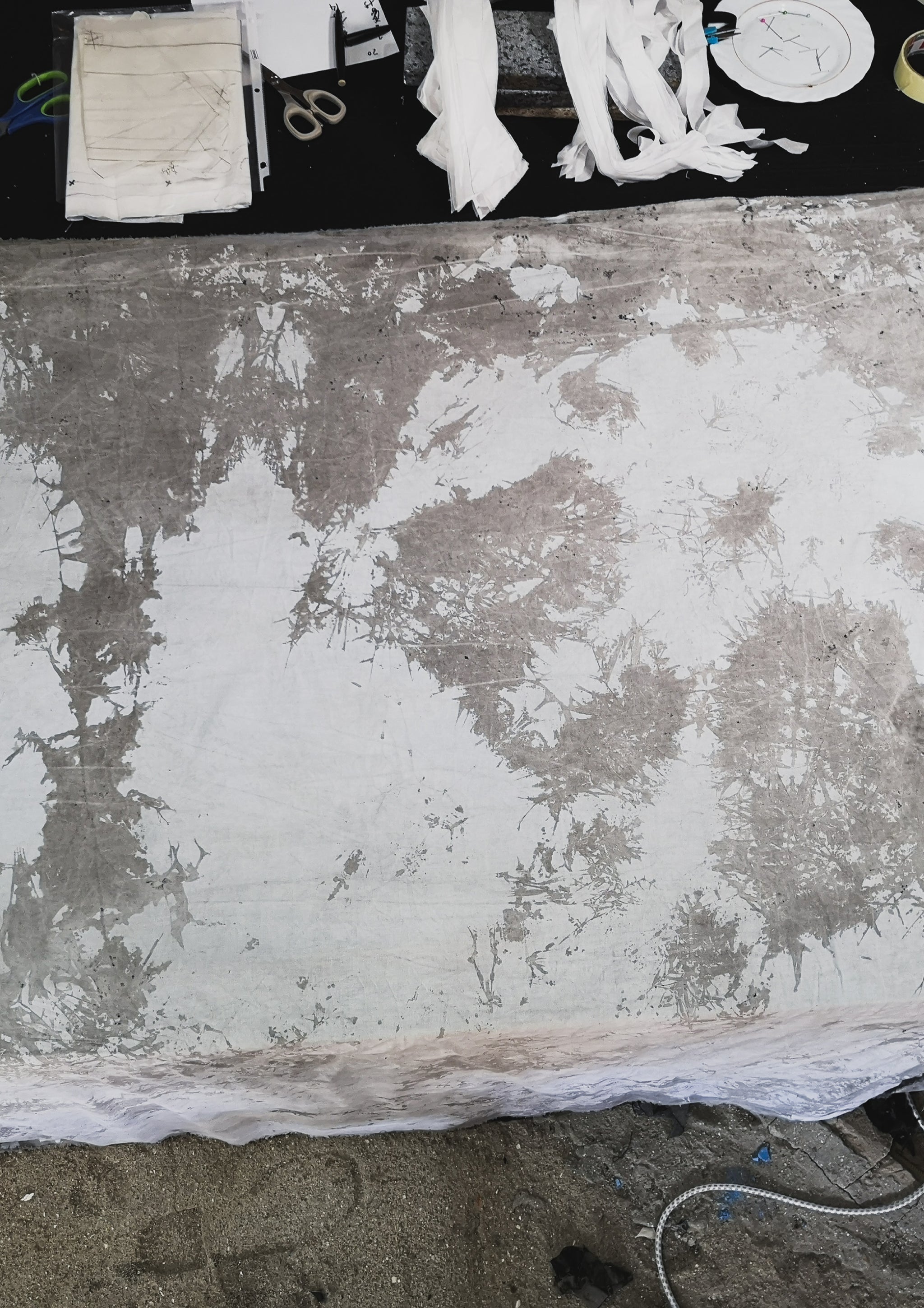 HOMEMADE - UNIQUE BLOUSE UNISEX - HAND PAINTED - light blue / grey - BERENIK