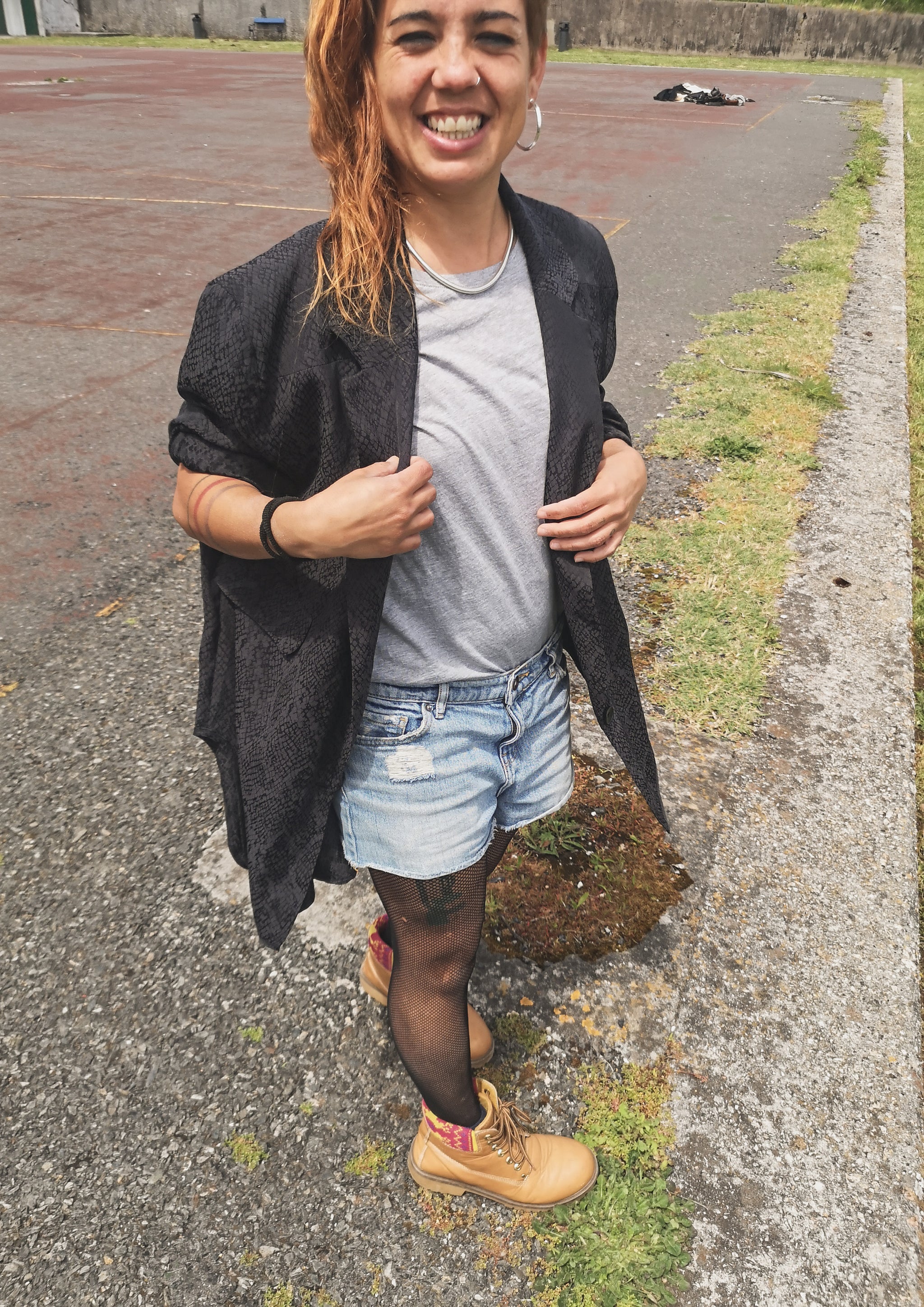 BLAZER - JACQUARD SATIN black snake - BERENIK