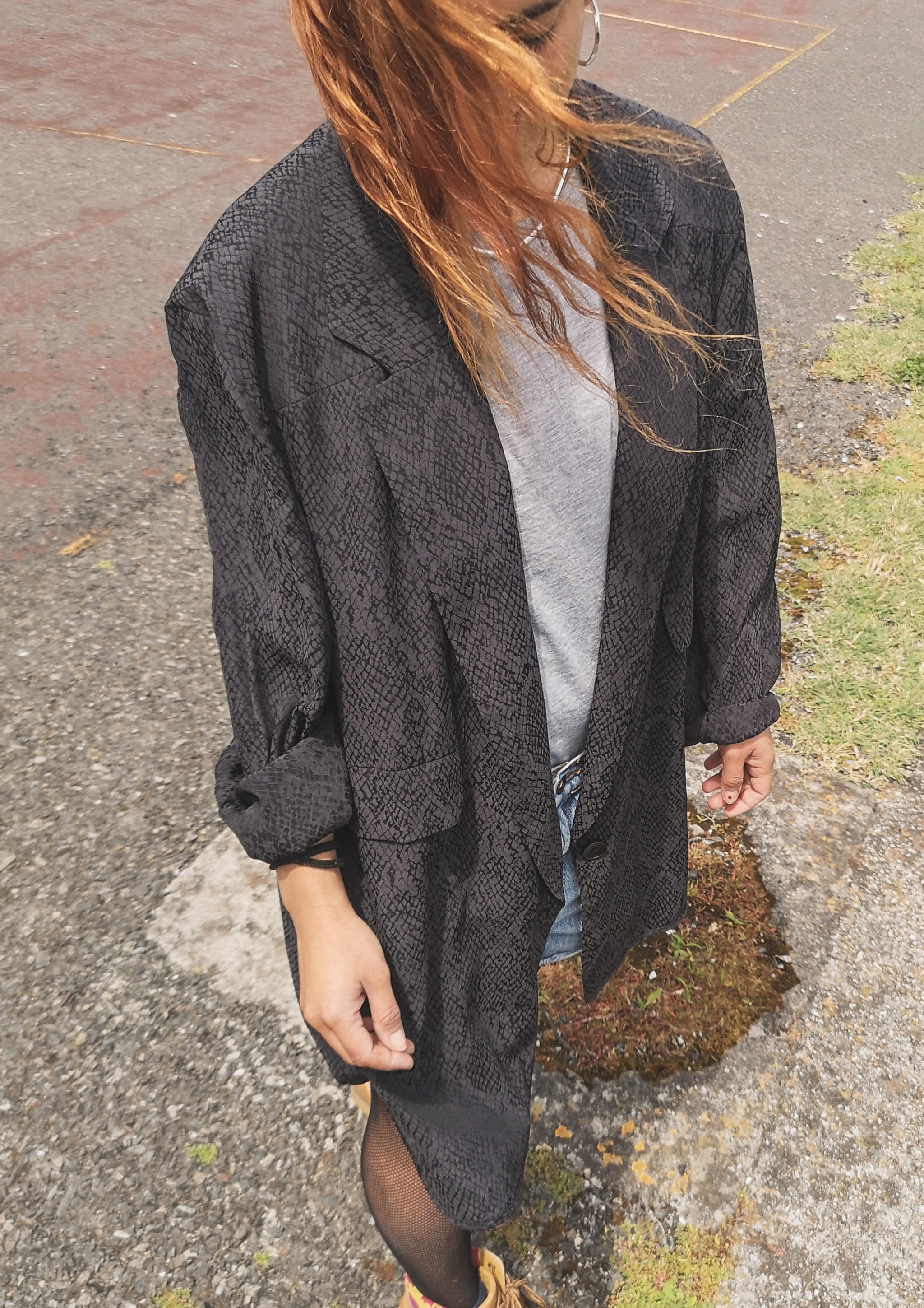 BLAZER - JACQUARD SATIN black snake - BERENIK