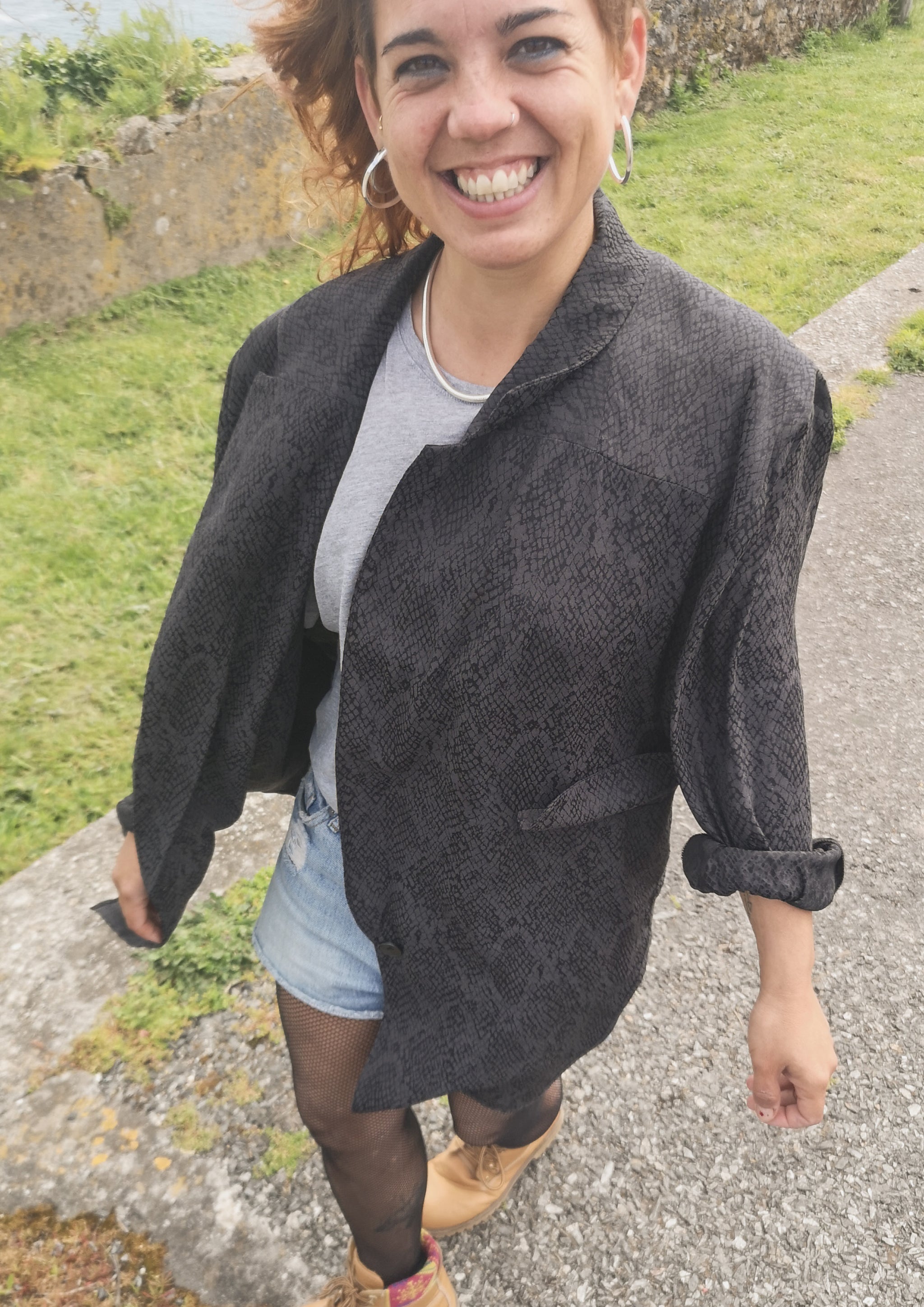 BLAZER - JACQUARD SATIN black snake - BERENIK