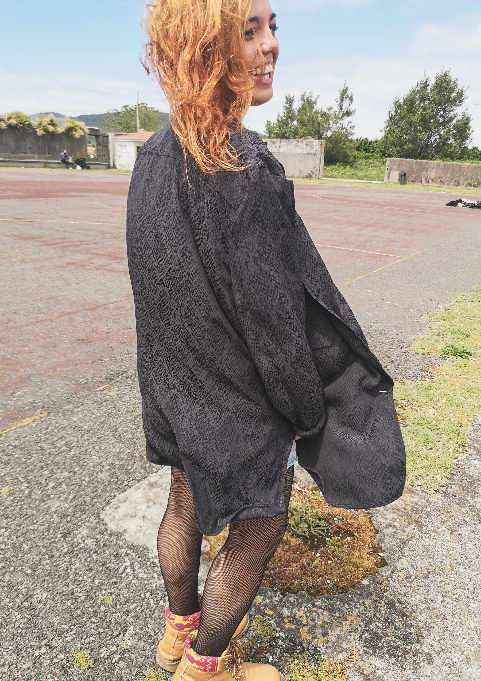 BLAZER - JACQUARD SATIN black snake - BERENIK