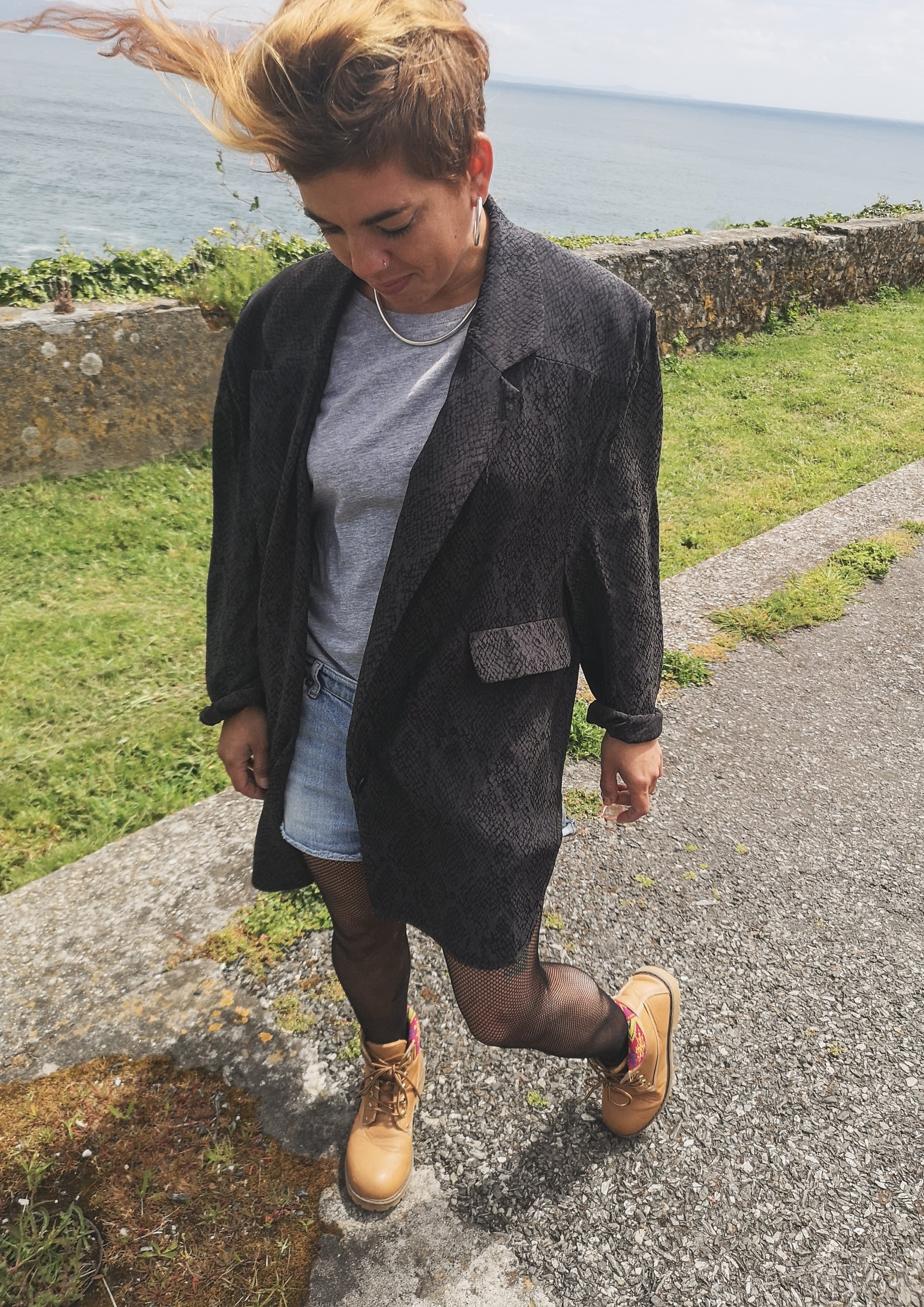 BLAZER - JACQUARD SATIN black snake - BERENIK