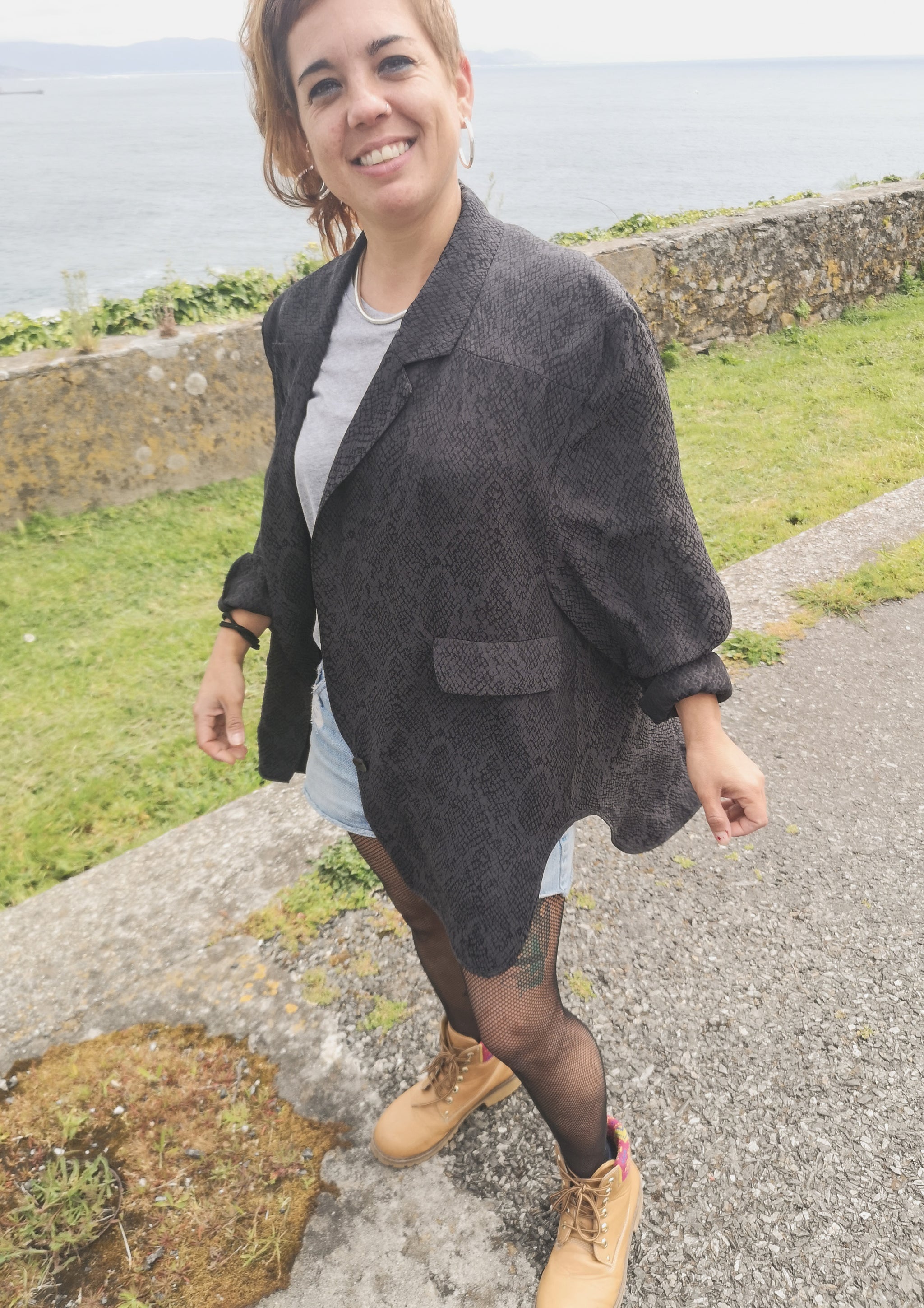 BLAZER - JACQUARD SATIN black snake - BERENIK