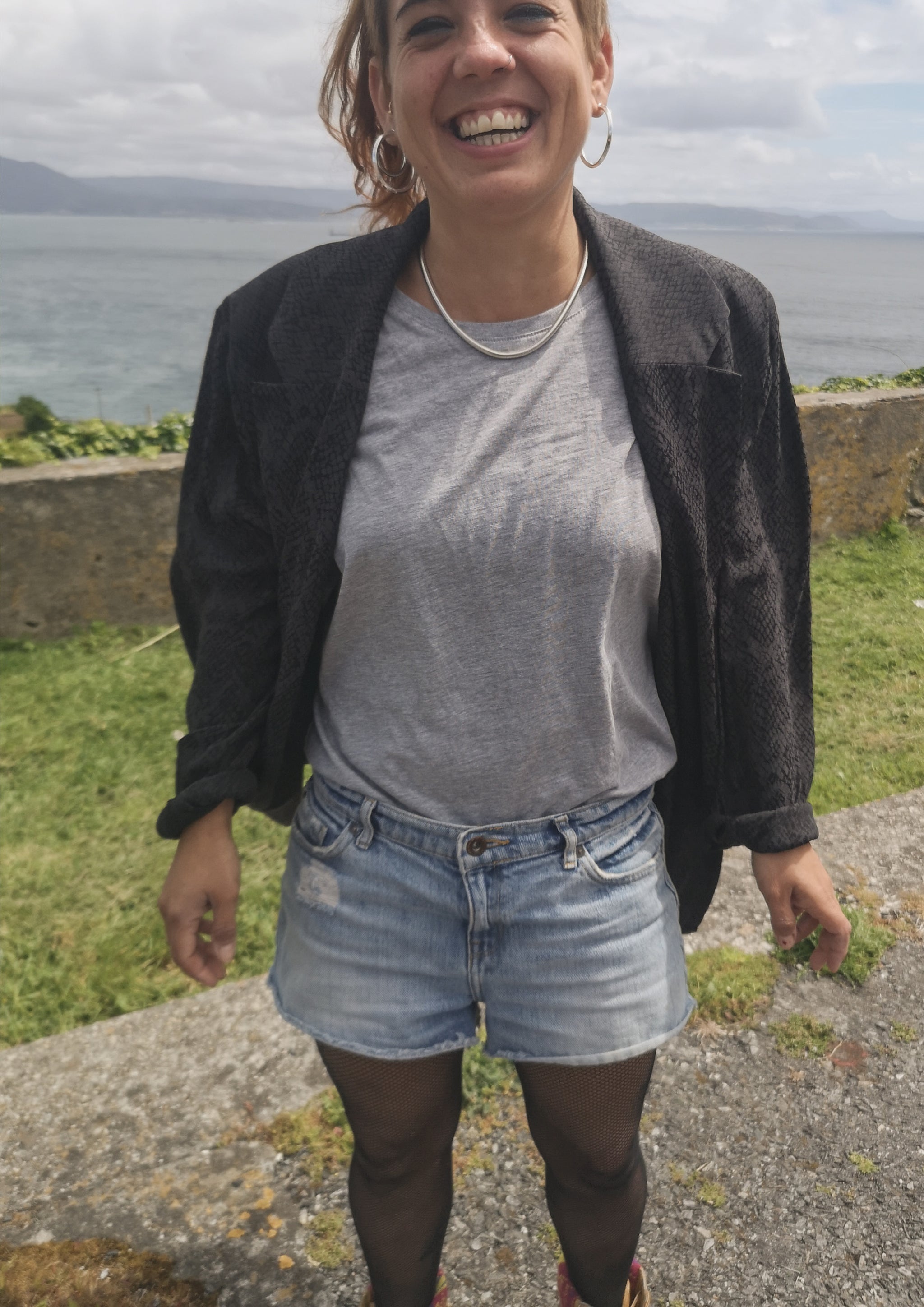 BLAZER - JACQUARD SATIN black snake - BERENIK