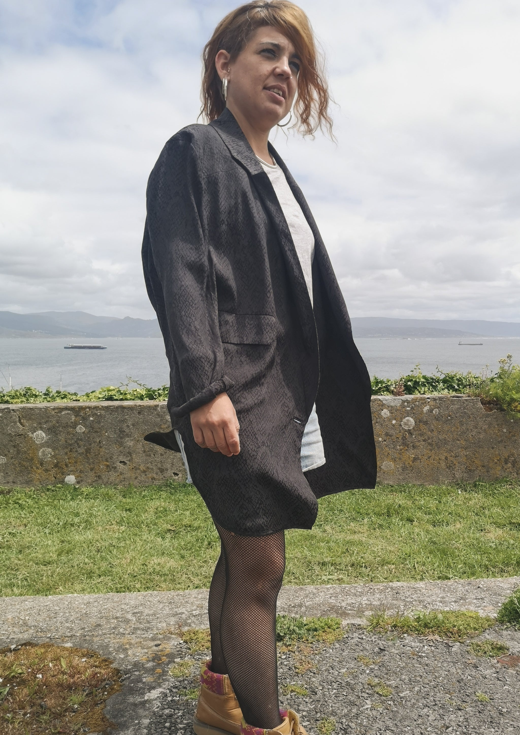 BLAZER - JACQUARD SATIN black snake - BERENIK