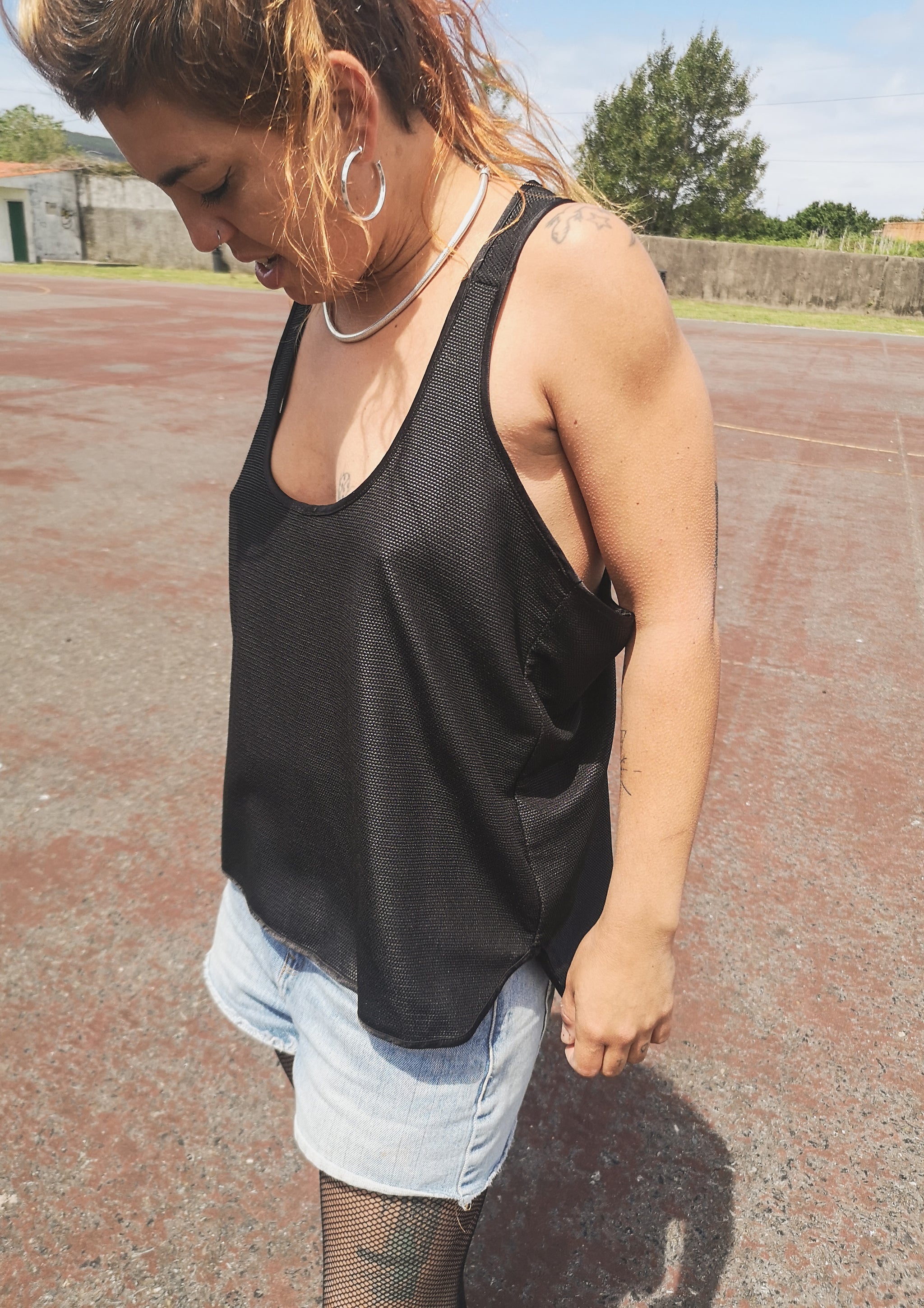 Black fancy tank top hotsell