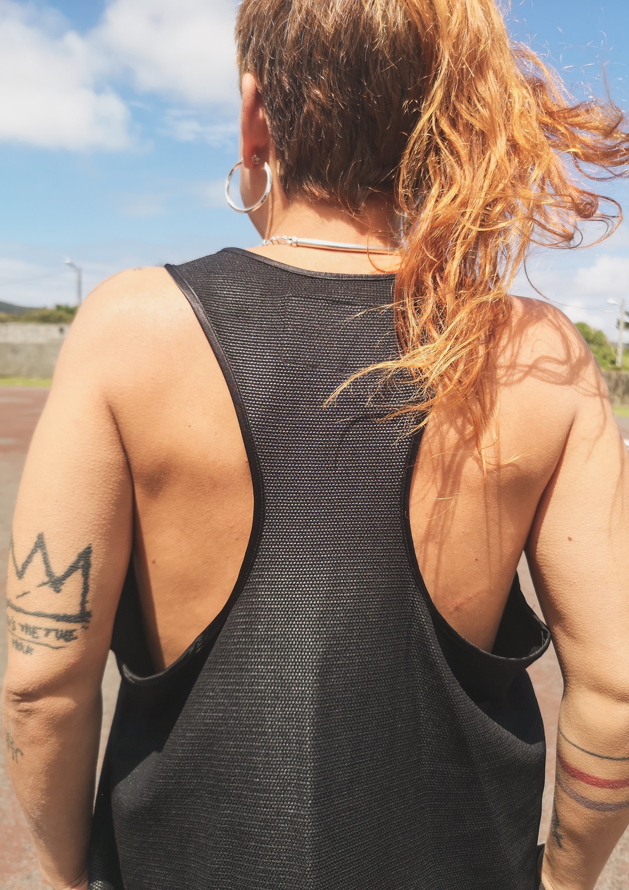 TANK TOP - FANCY TECH LACES STRETCH black - BERENIK