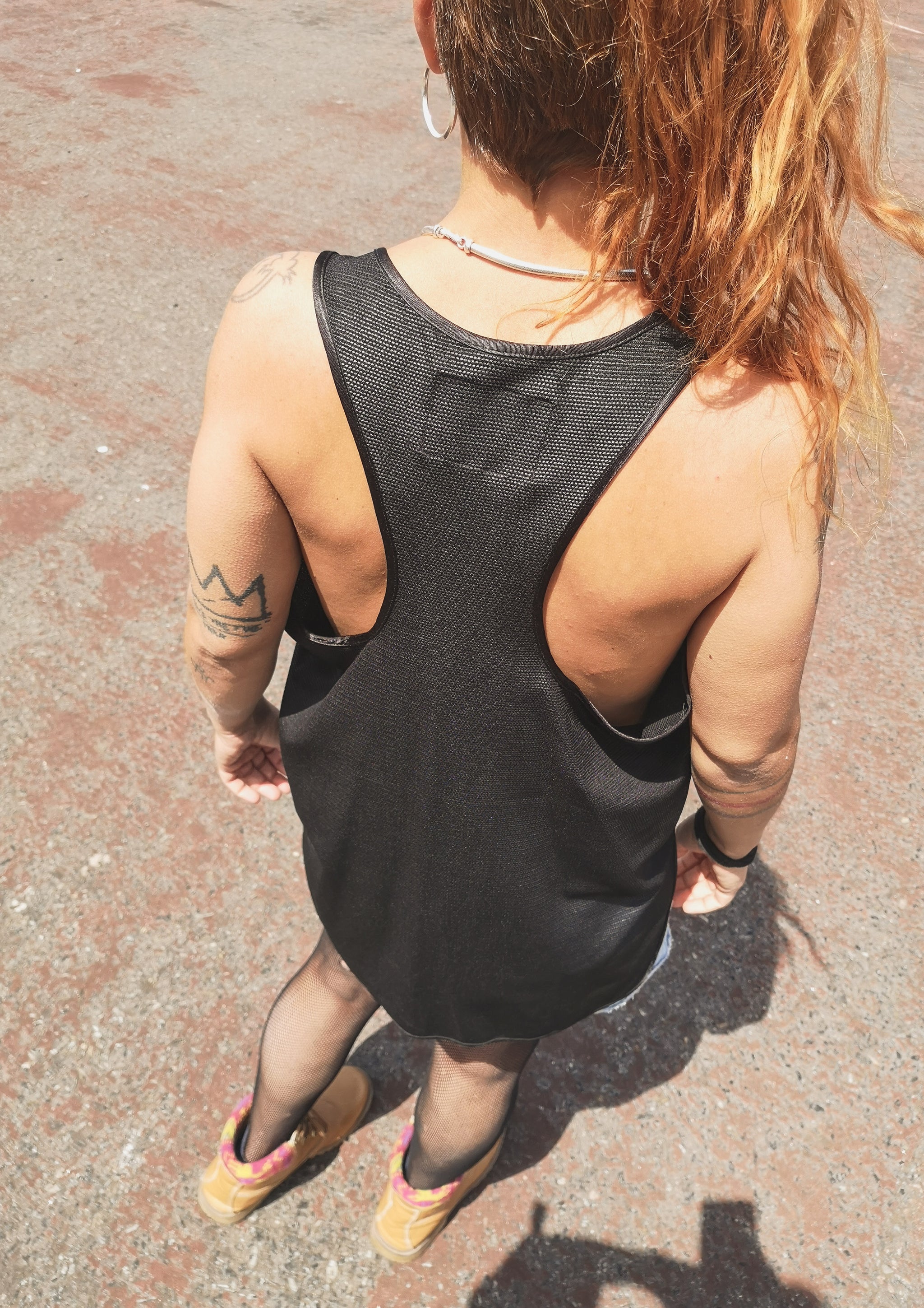 TANK TOP - FANCY TECH LACES STRETCH black - BERENIK