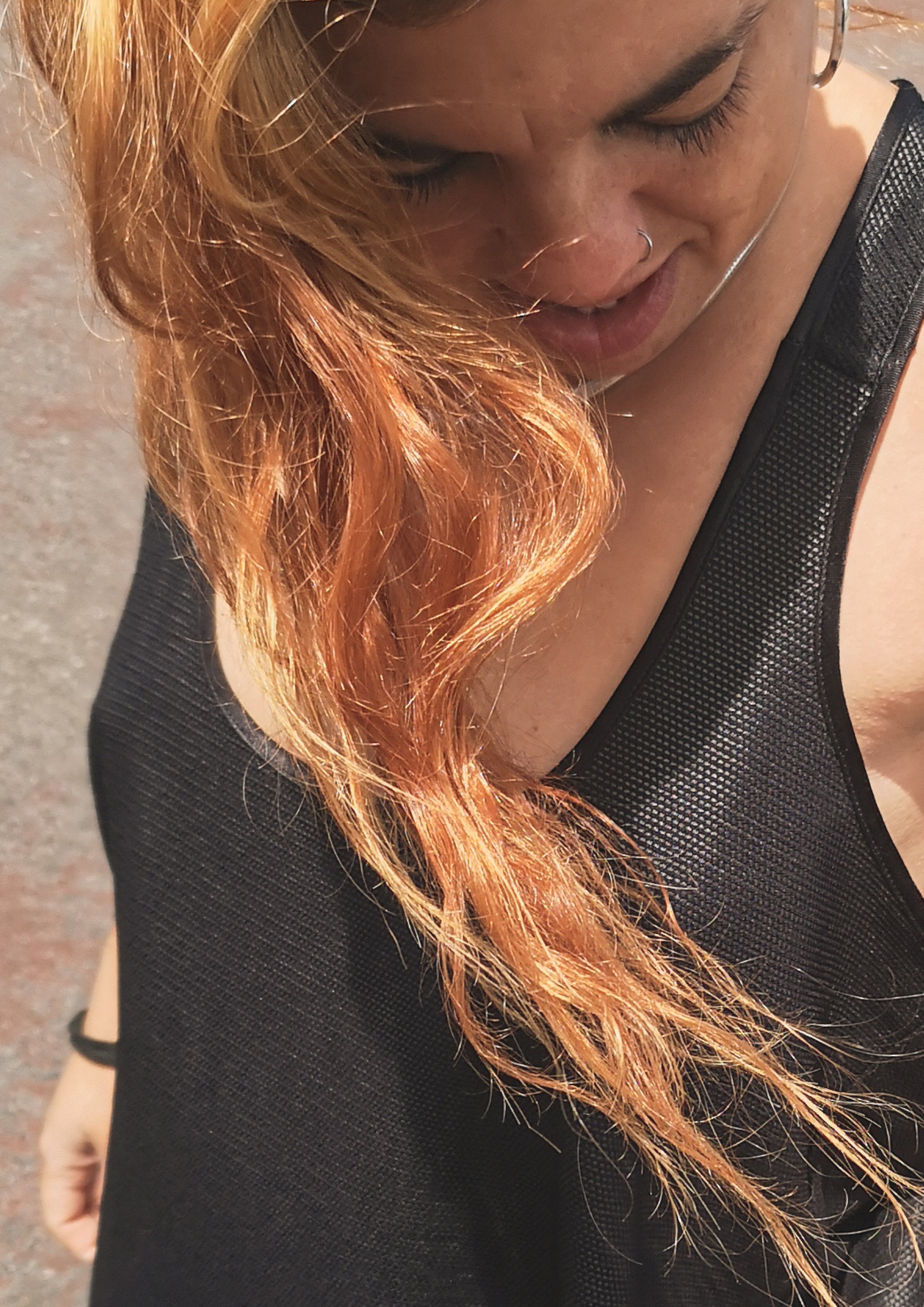 TANK TOP - FANCY TECH LACES STRETCH black - BERENIK