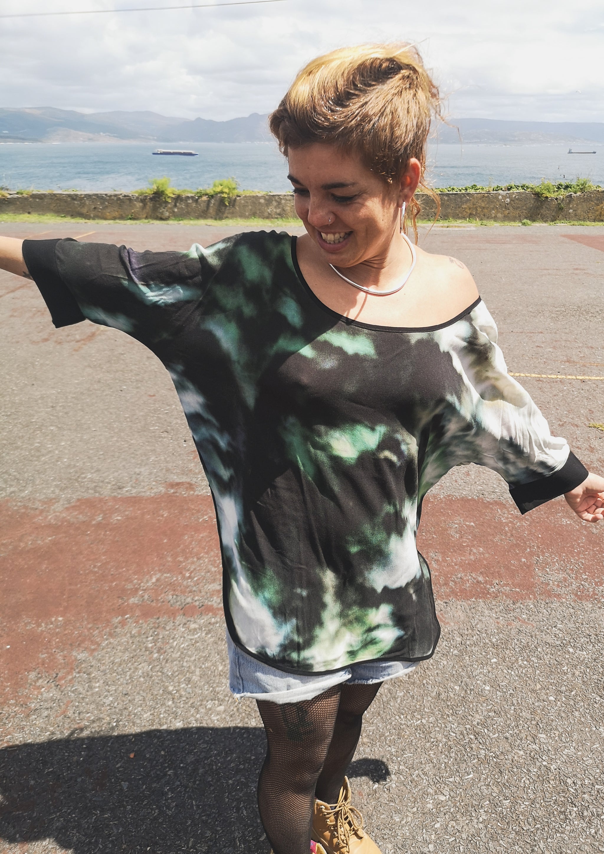 TOP OVERSIZED - VISCOSE print cloud color - BERENIK