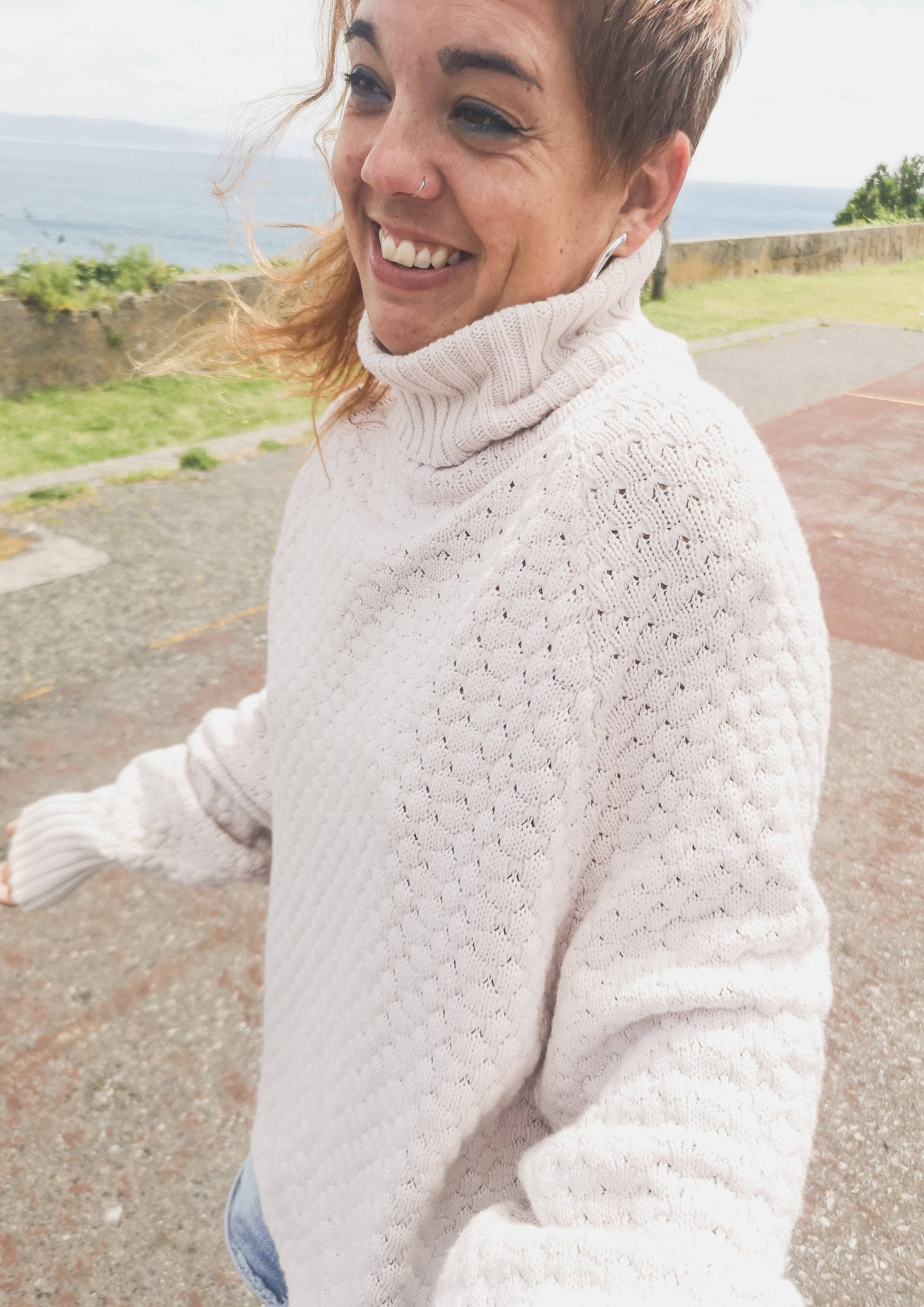 SWEATER TURTLENECK KNIT PEARL beige BERENIK