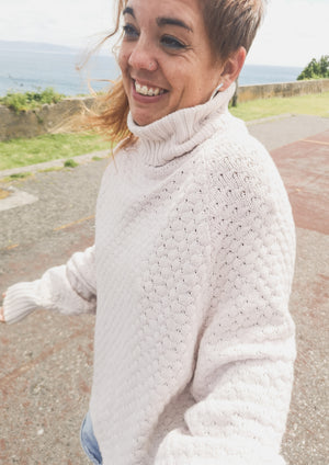 SWEATER TURTLENECK - KNIT PEARL beige - BERENIK