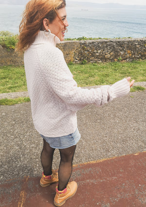 SWEATER TURTLENECK - KNIT PEARL beige - BERENIK